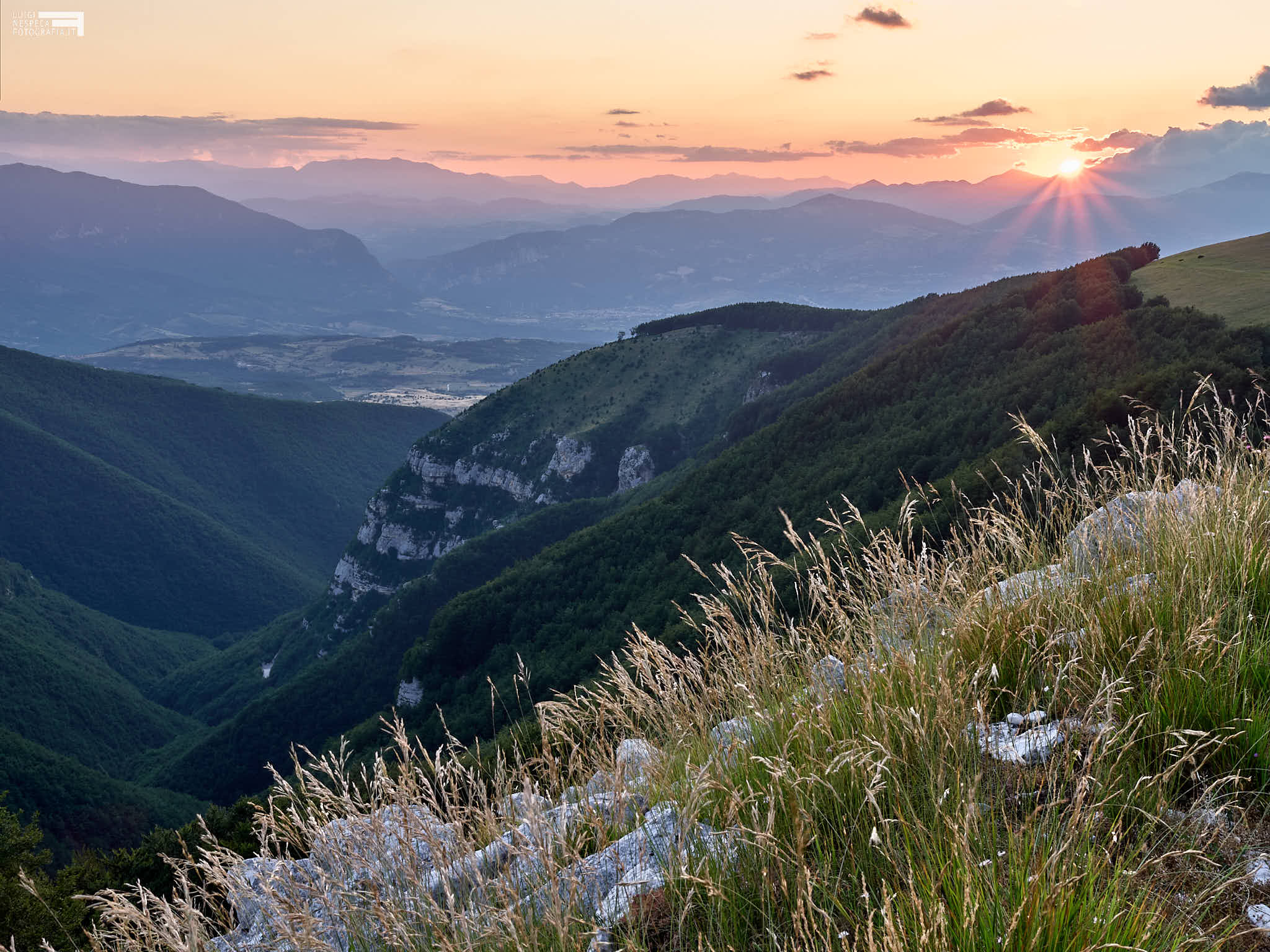 Summer sunset over the Vallone di Santo Spirito