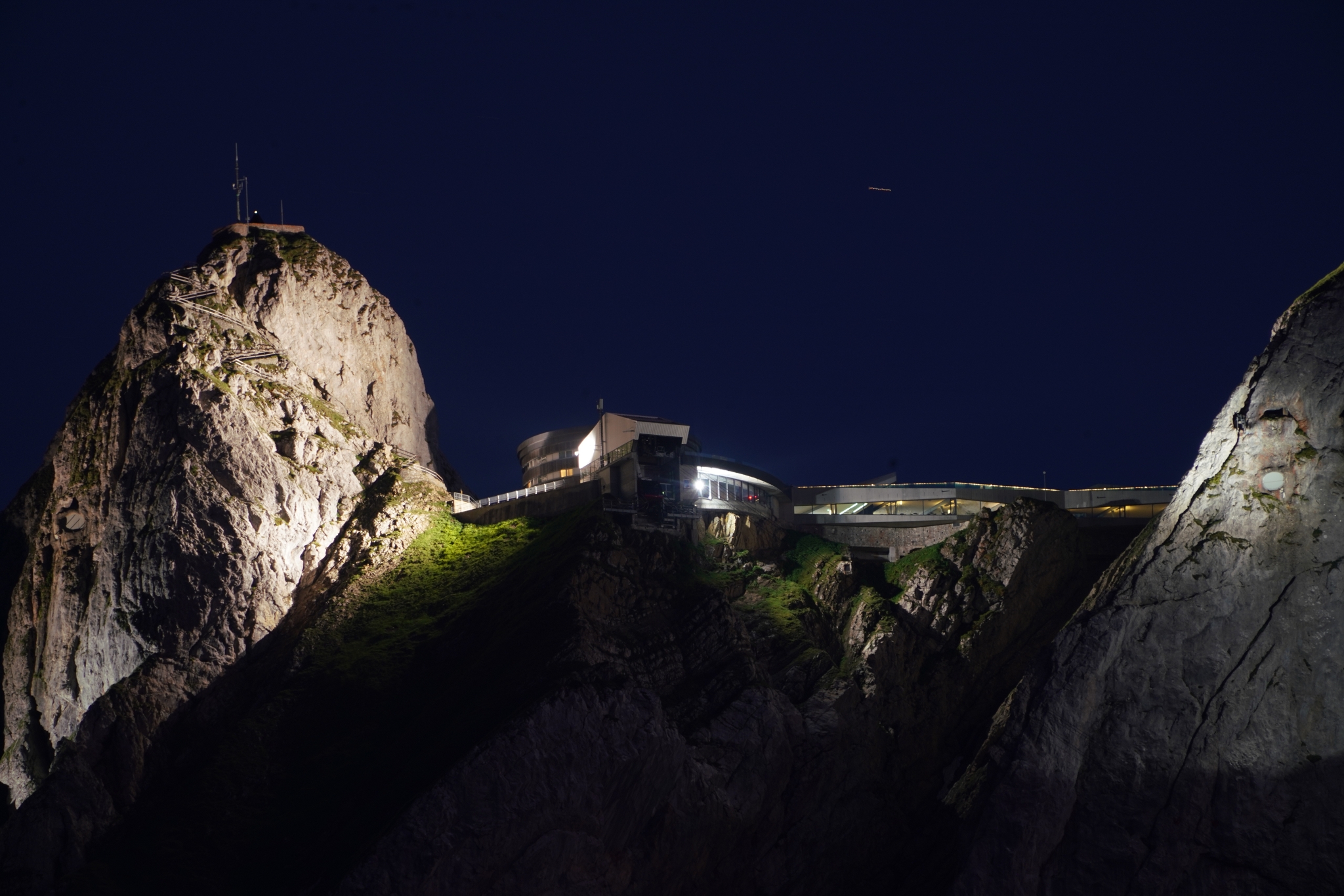 Mount Pilatus illuminated at night (not always). Lucerne