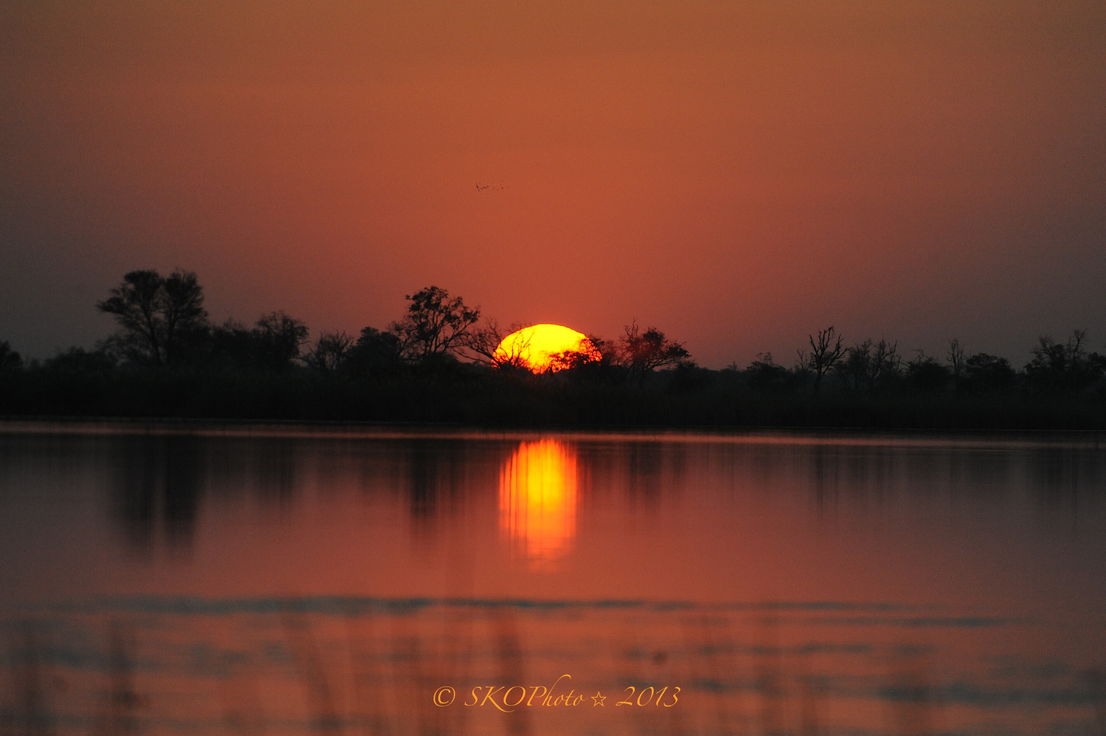 Tramonto sull'Okavango.