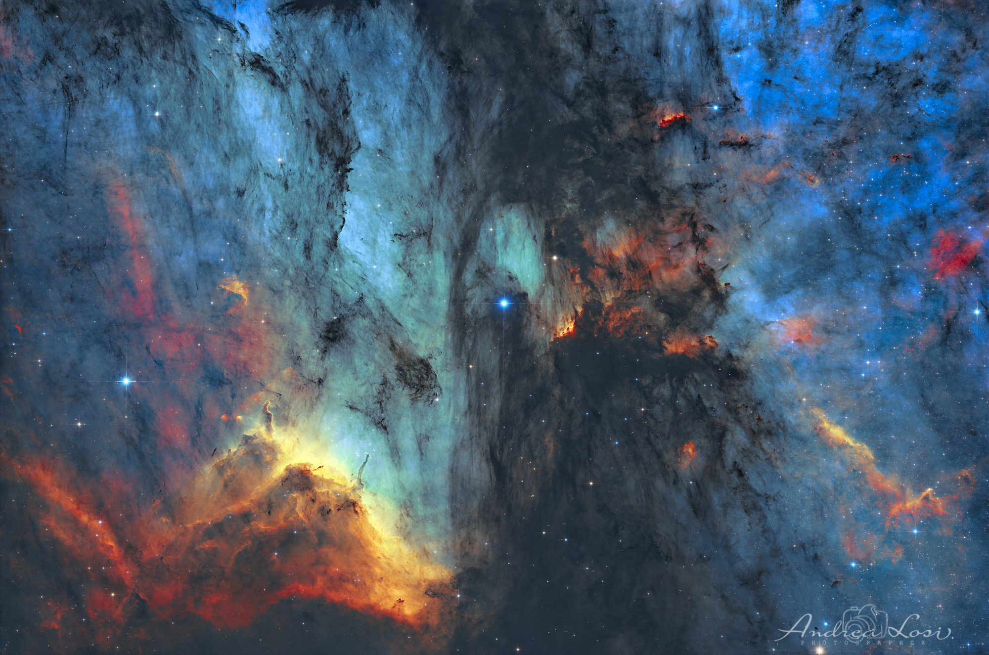 IC PELICAN NEBULA BEHIND THE COSMIC WATERFALL