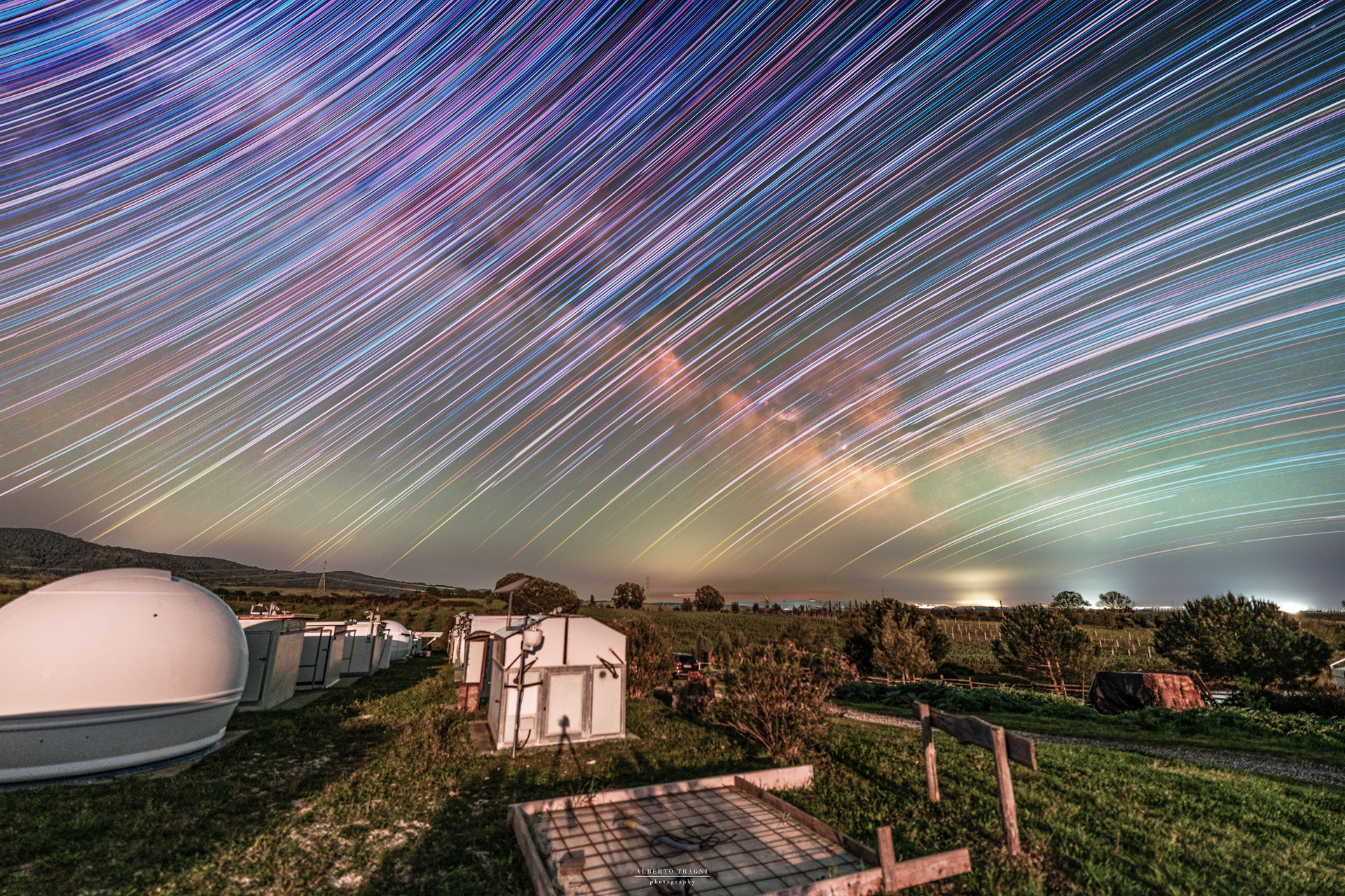 Startrail with basic photo of the Milky Way at the astrofiel...