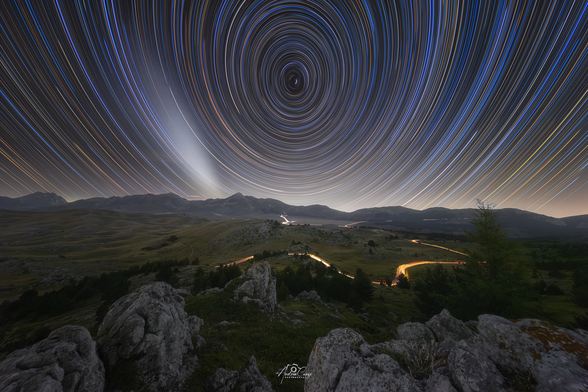 Star trail e il razzo Falcon 9