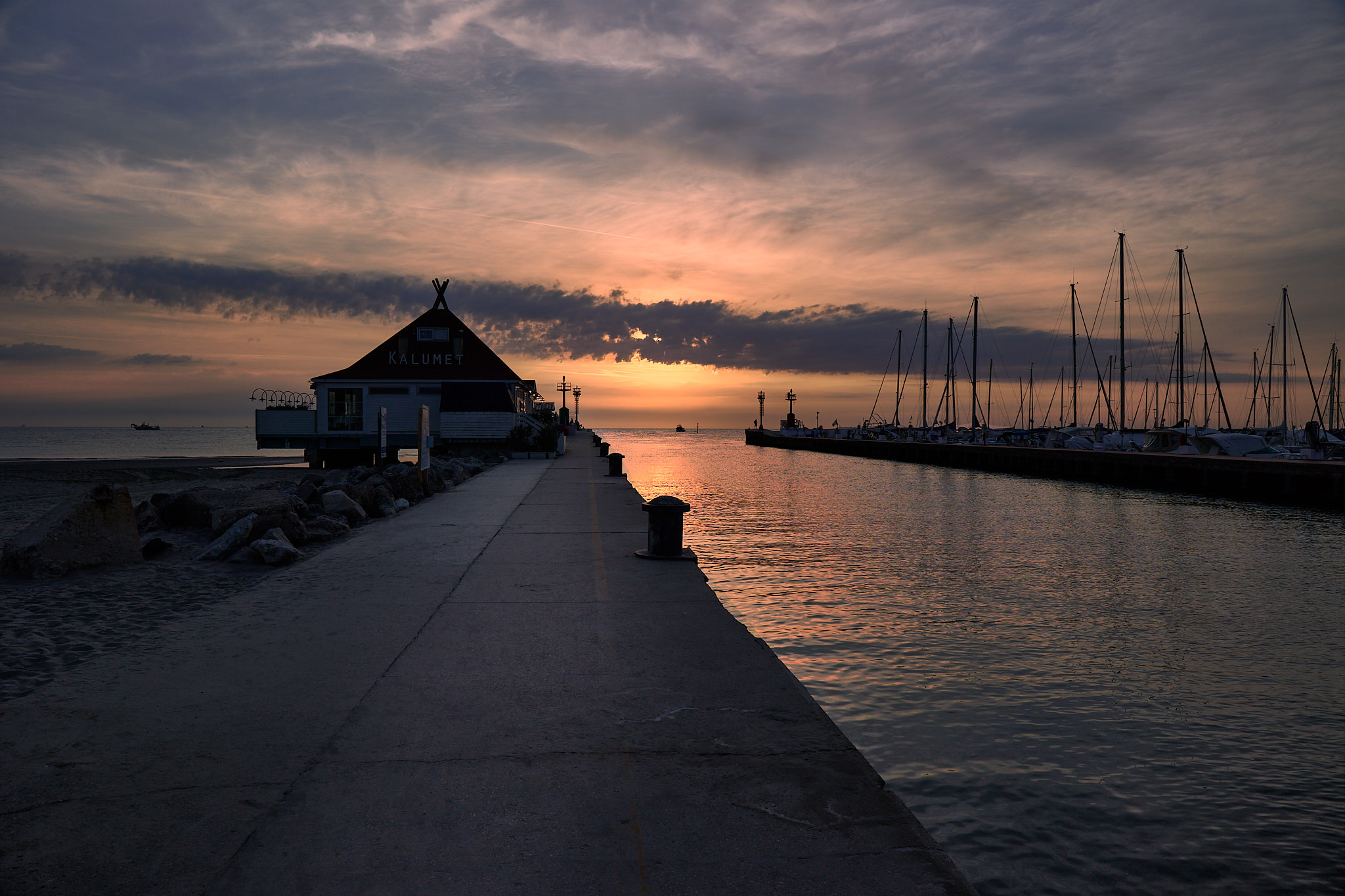 Sunrise over the canal harbor #2