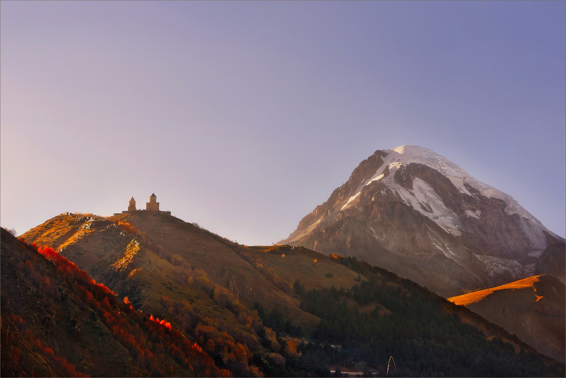 Mount Kazbek and the Church of the Holy Trinity, Georgia