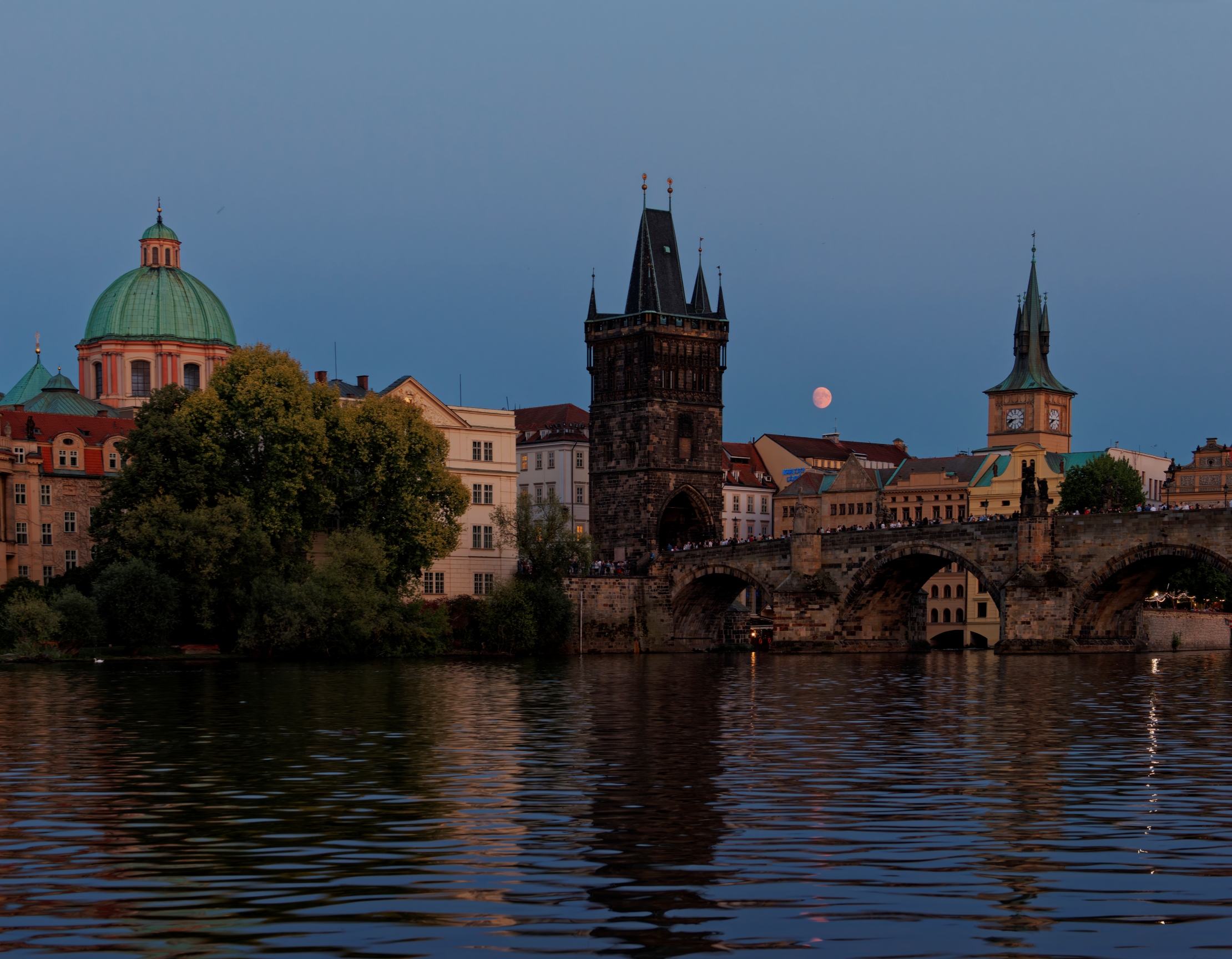 Sailing on a summer evening on the Vltava River