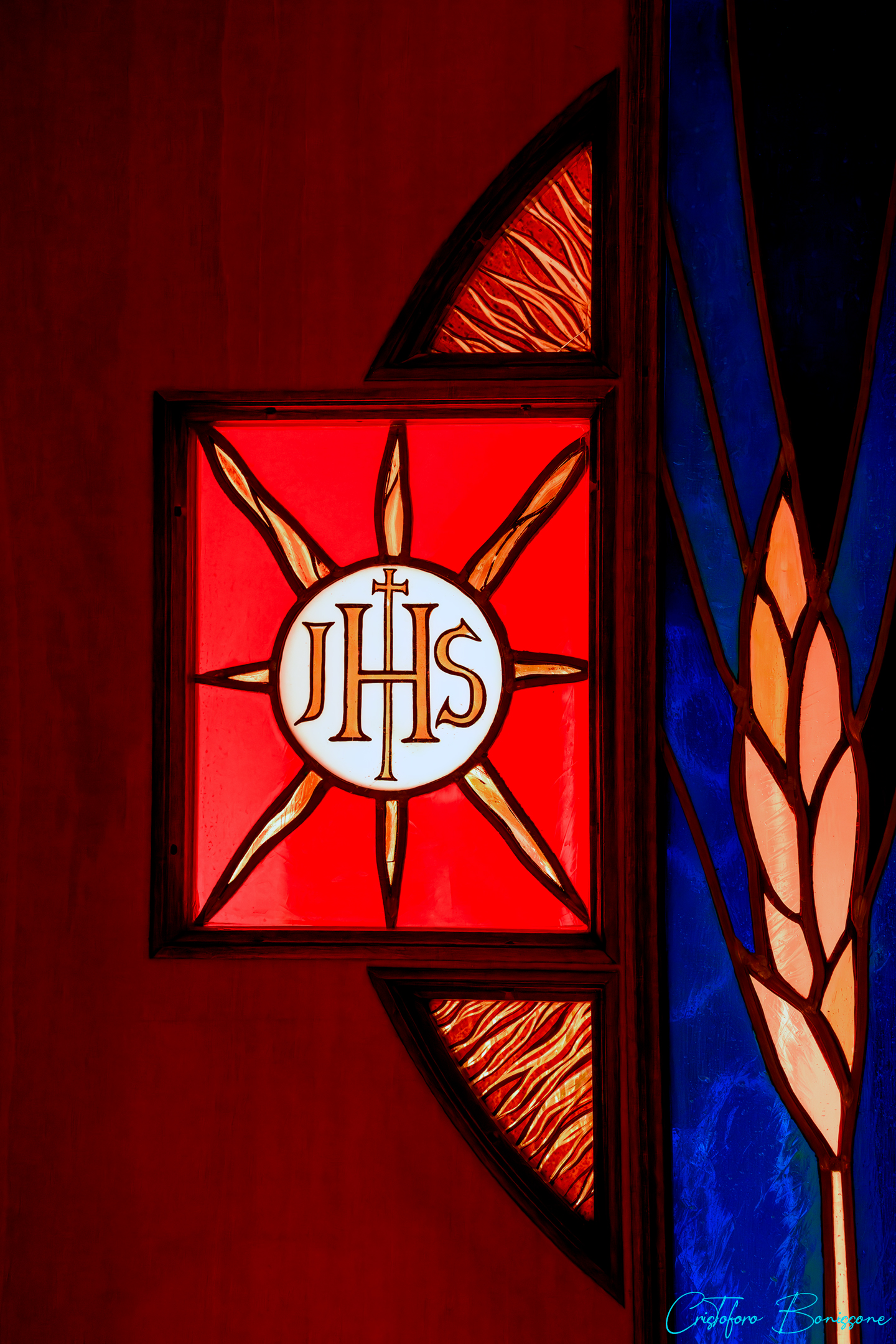 Poggio Catino, Rieti, Italy - JHS Porta Entrata Chiesa