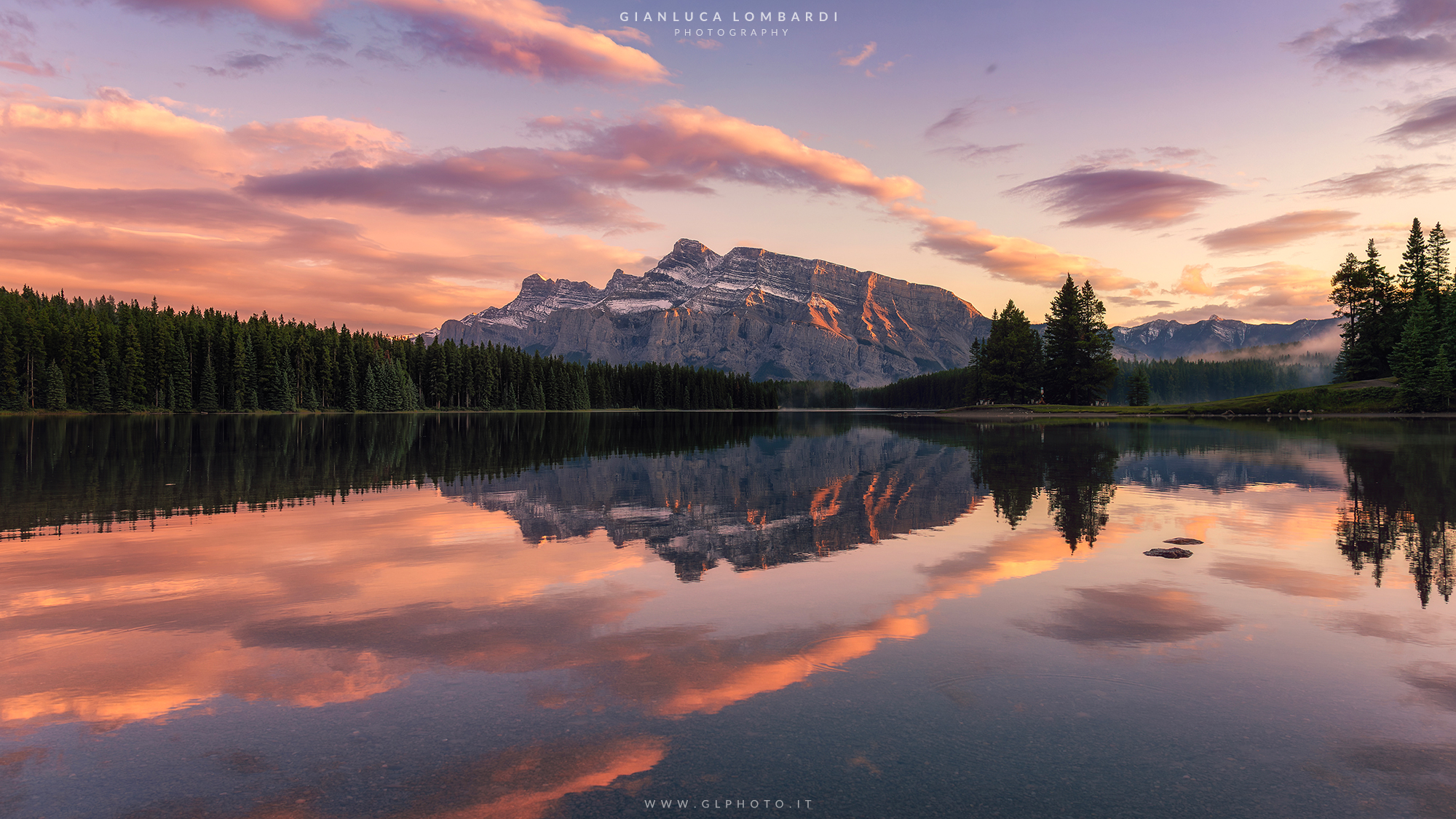 Two Jack Lake at sunset