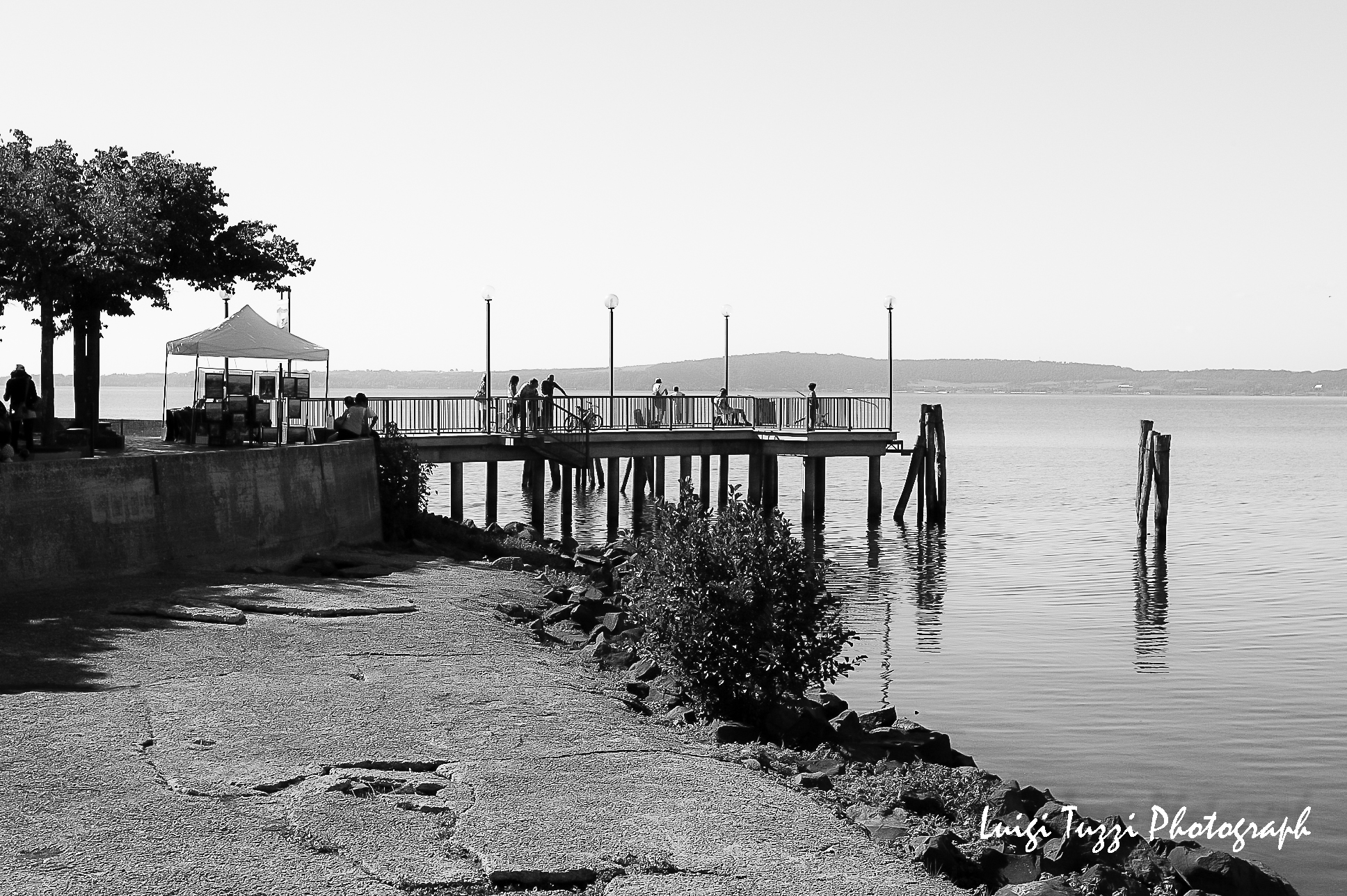 along the lake