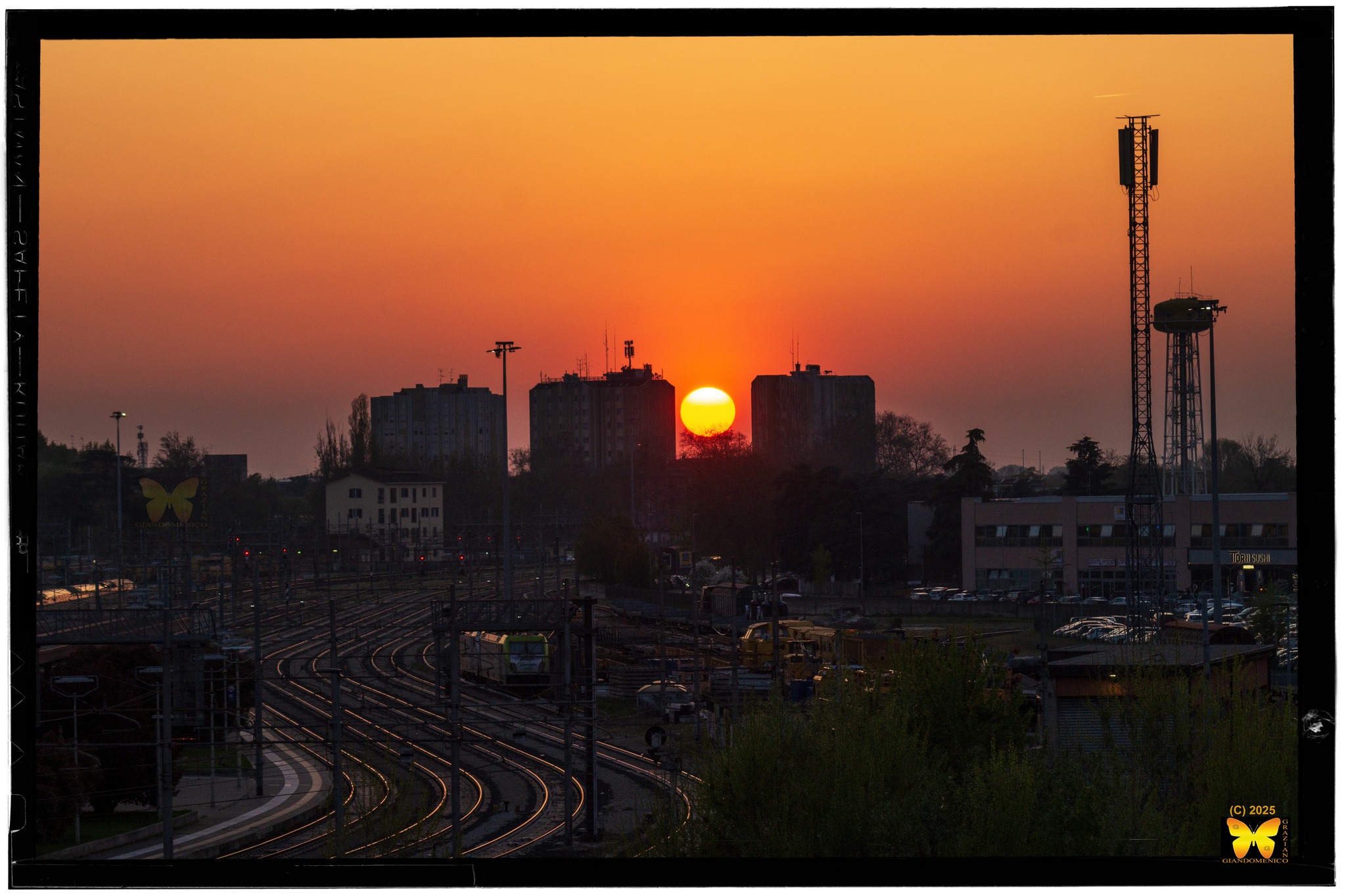 Modena station at sunset