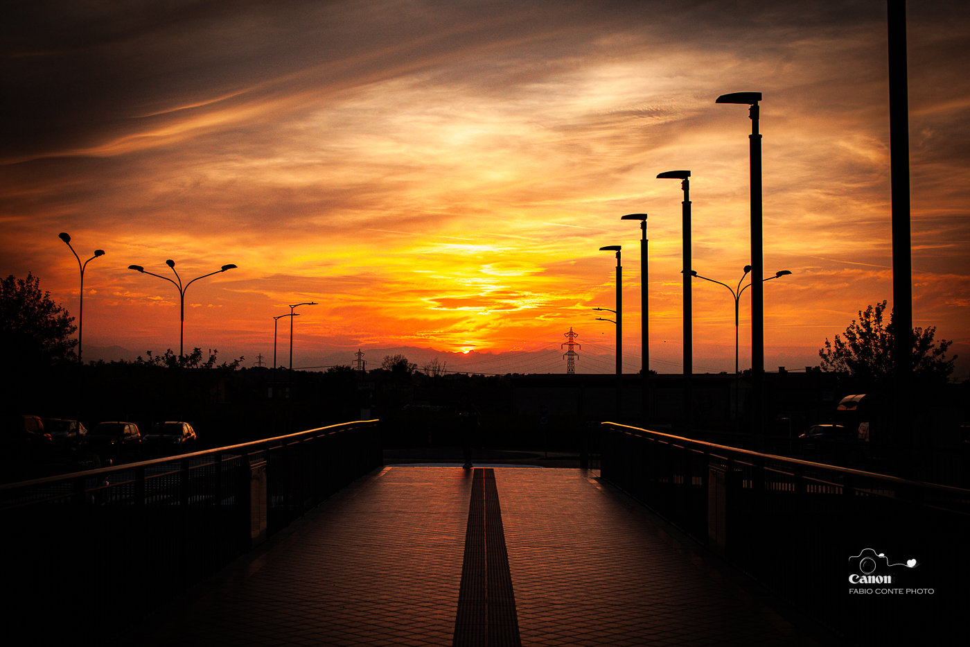 Sunset in front of the hospital of Mondovì