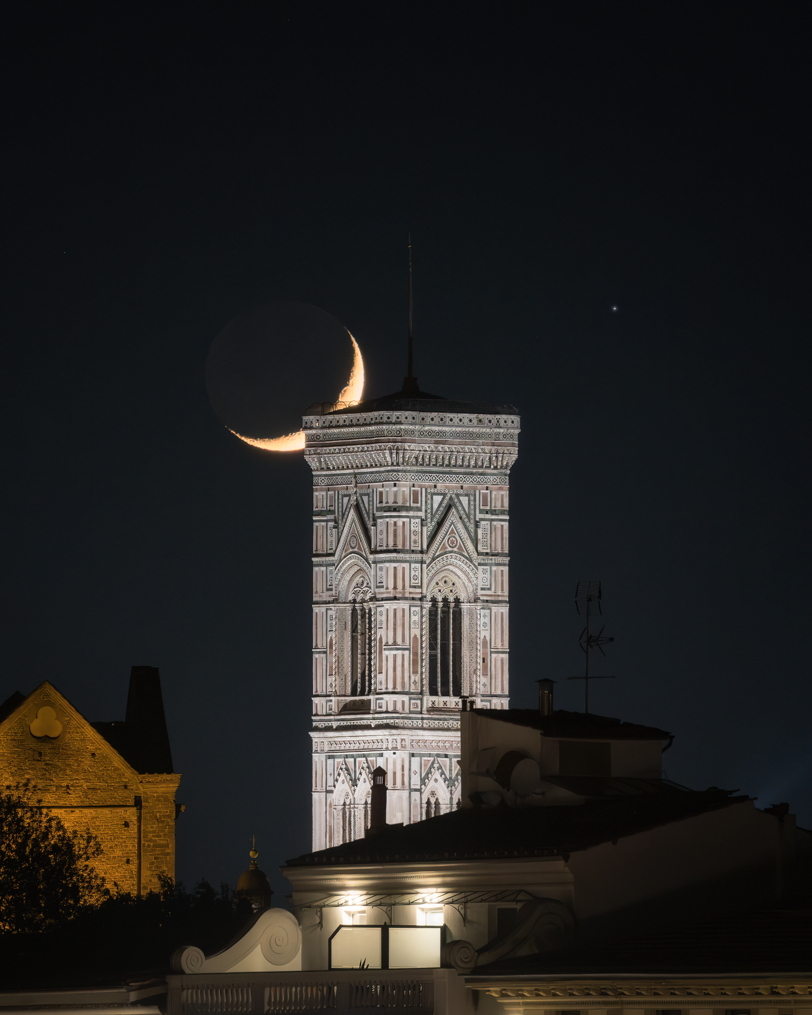 Crescent Moon at Giotto's Bell Tower