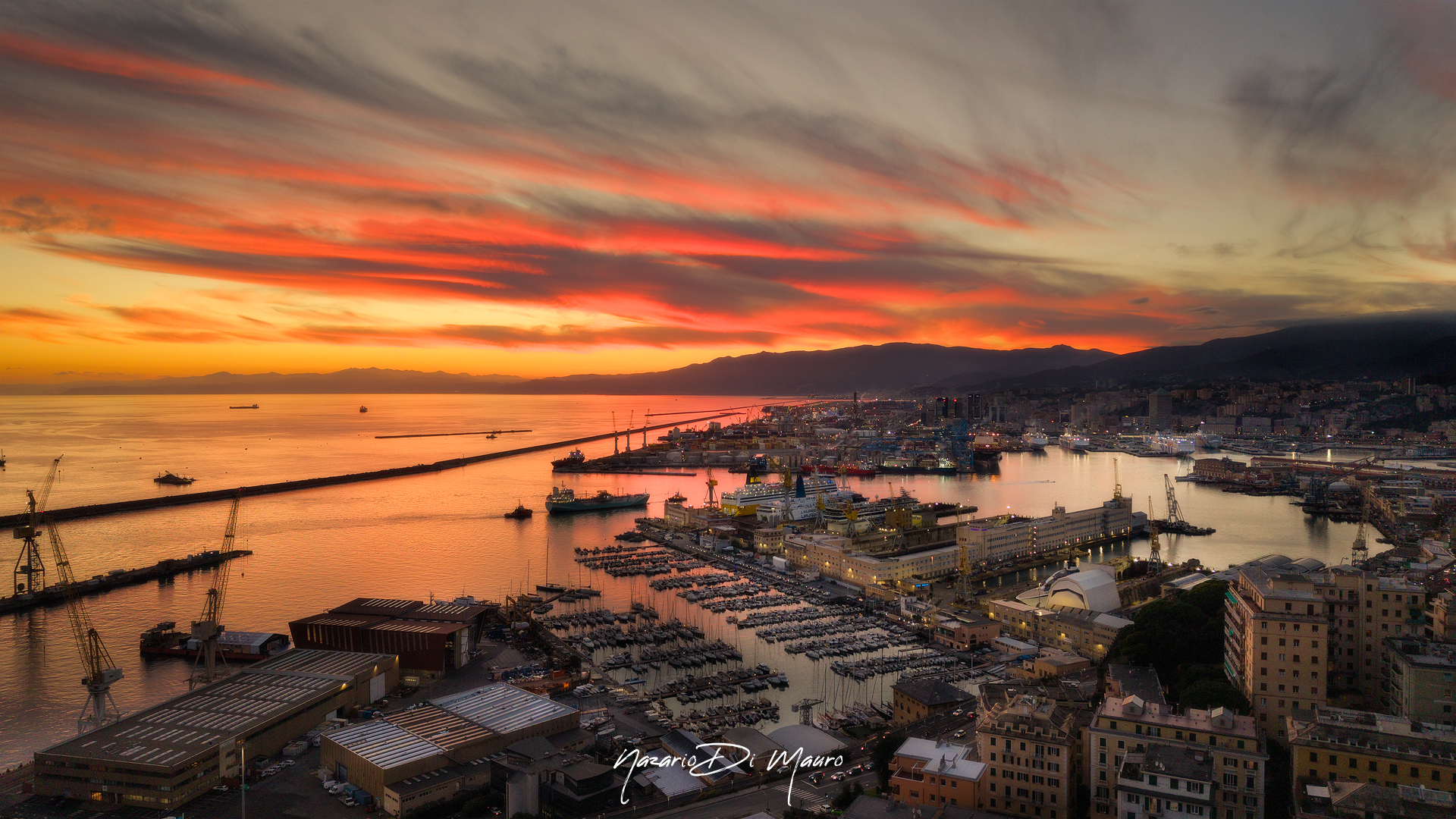 Port of Genoa... and what a sunset...