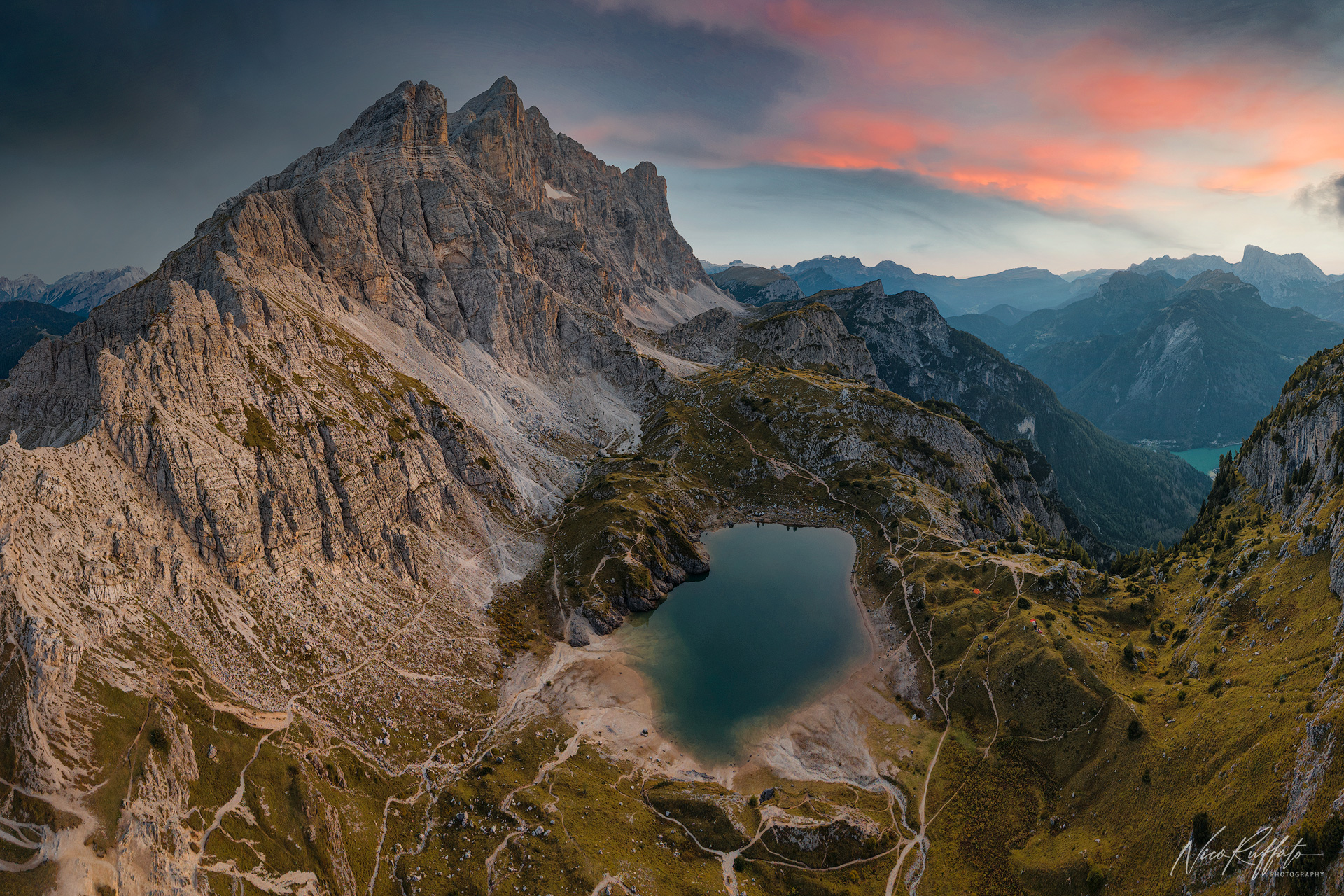 Sunset on the Coldai, at the foot of the Civetta