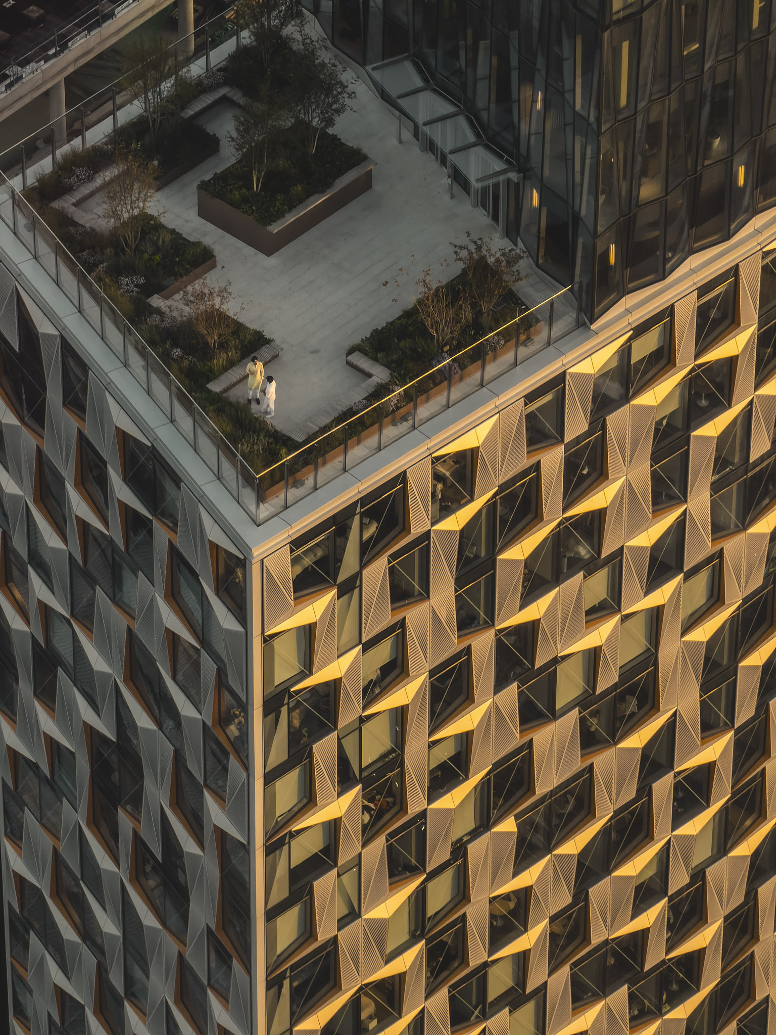 Chatting at sunset on the rooftop