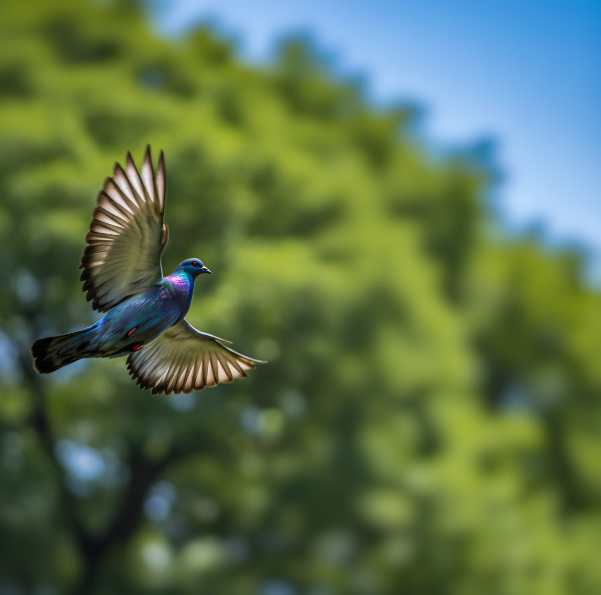 Pigeon in flight
