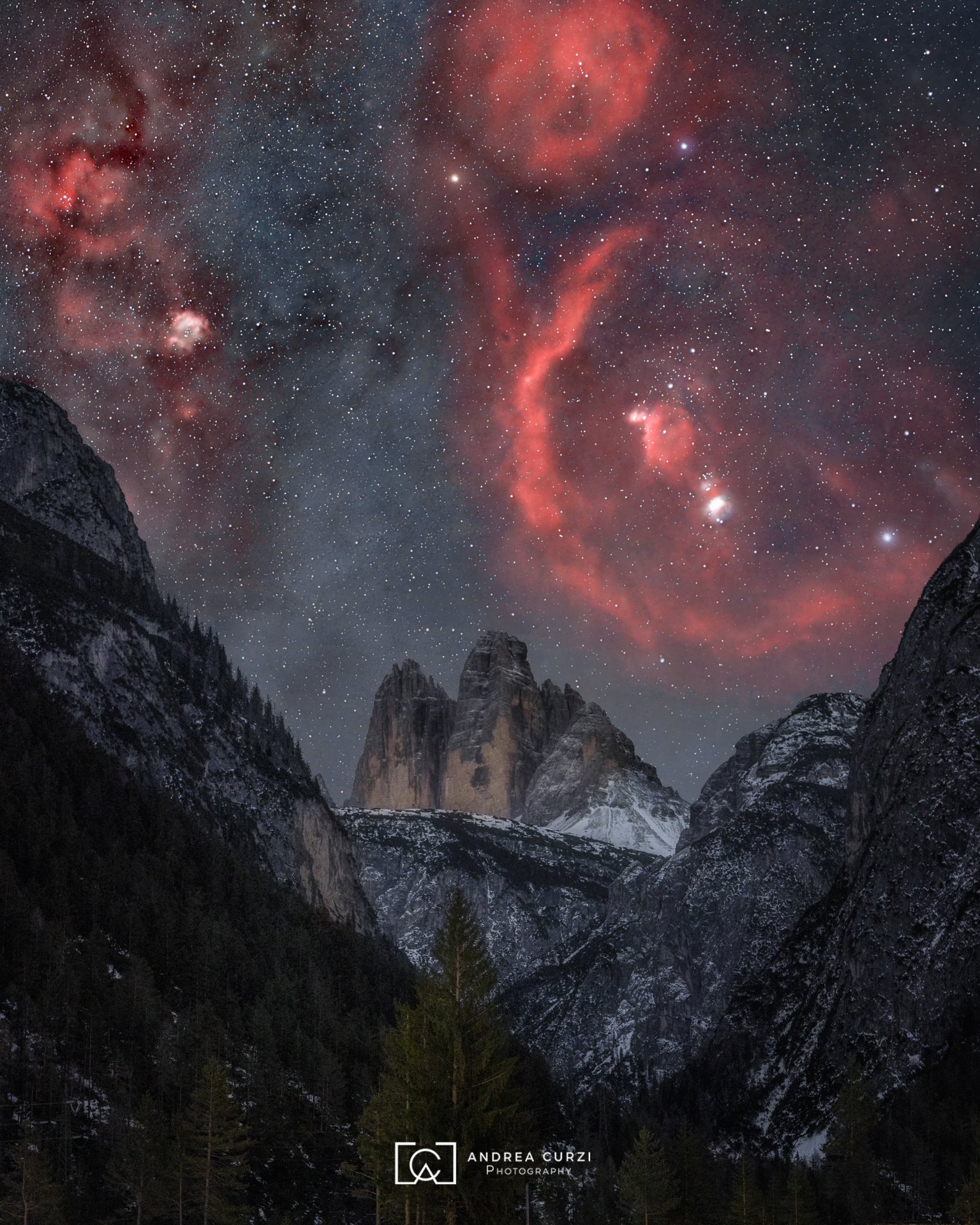 Orion above the Three Peaks of Lavaredo