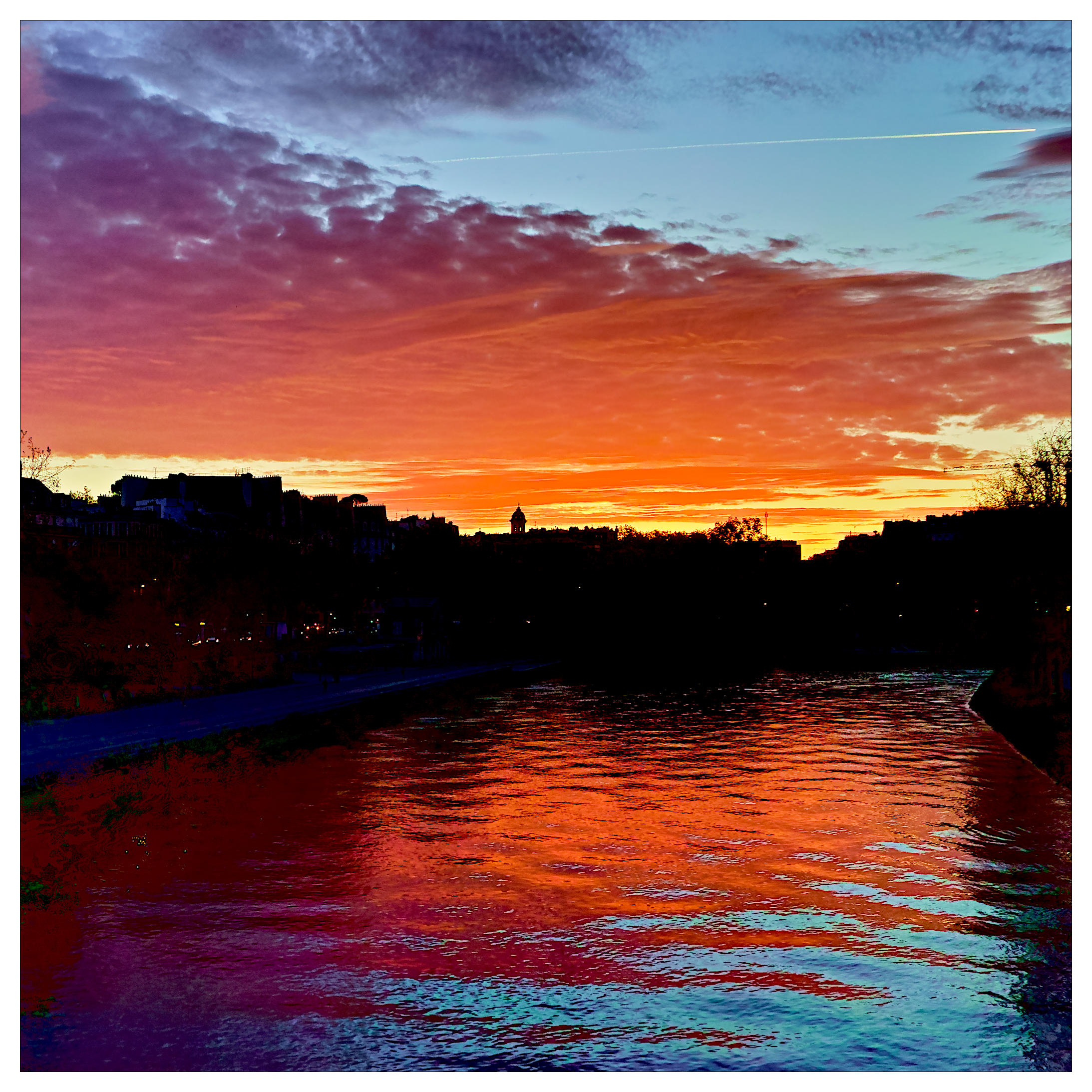 Dawn of a new day, with reflections.