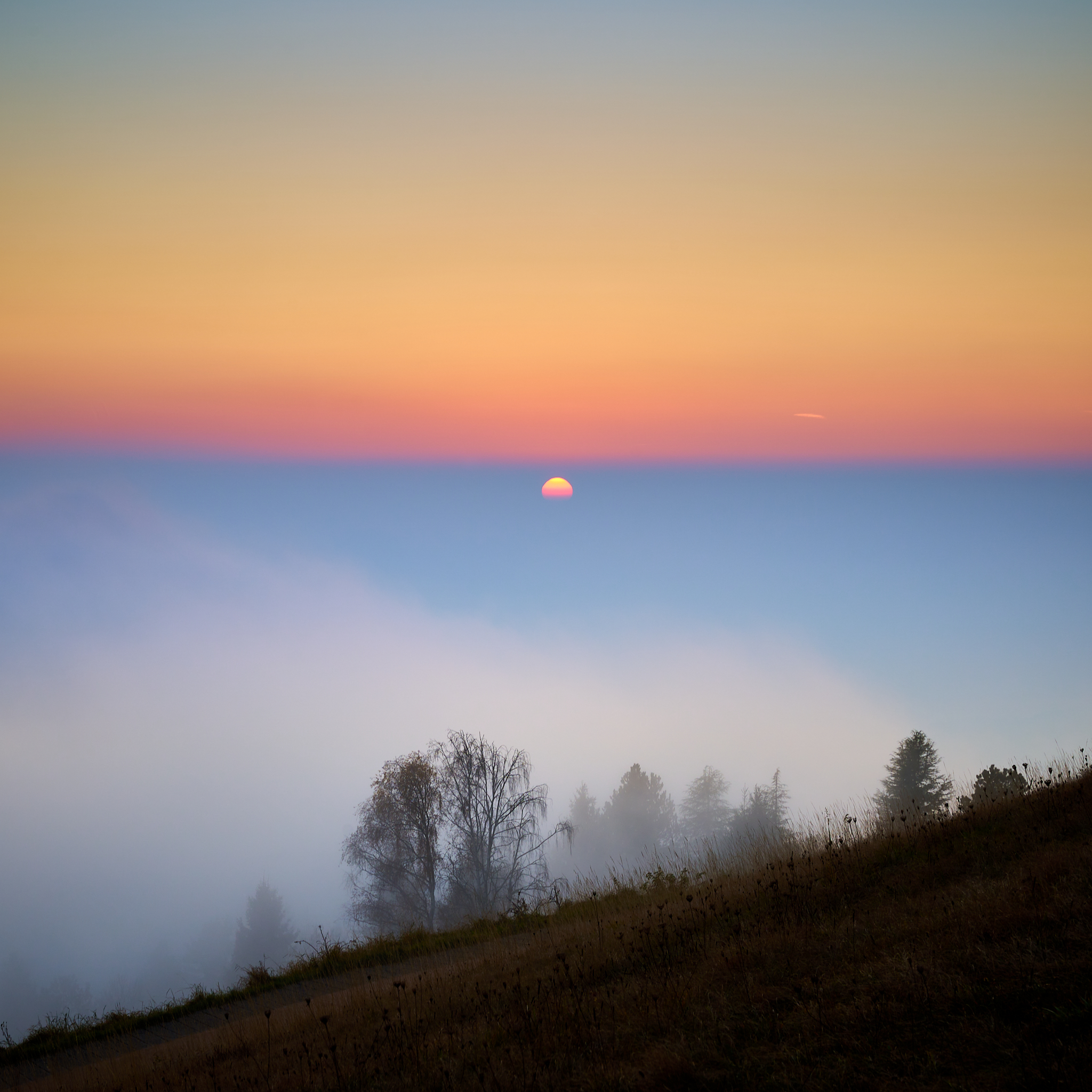 Autumn sunset in the hills of San Fermo