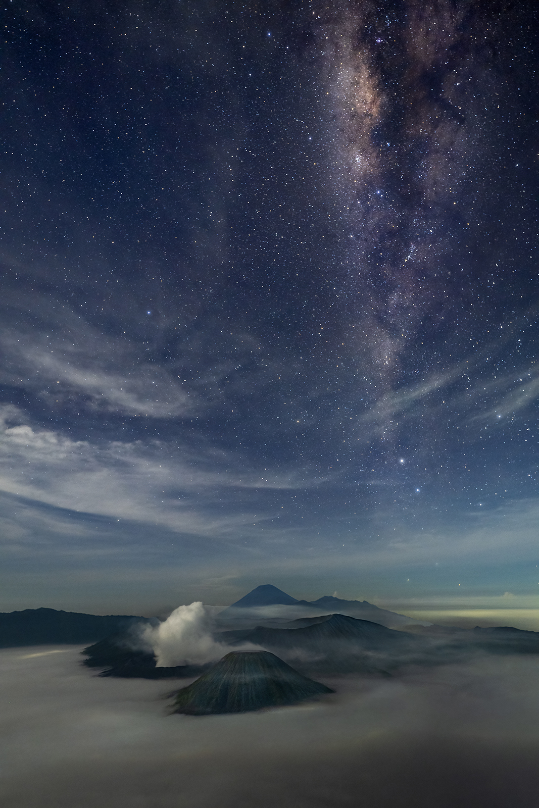 Milky Way above Mount Bromo