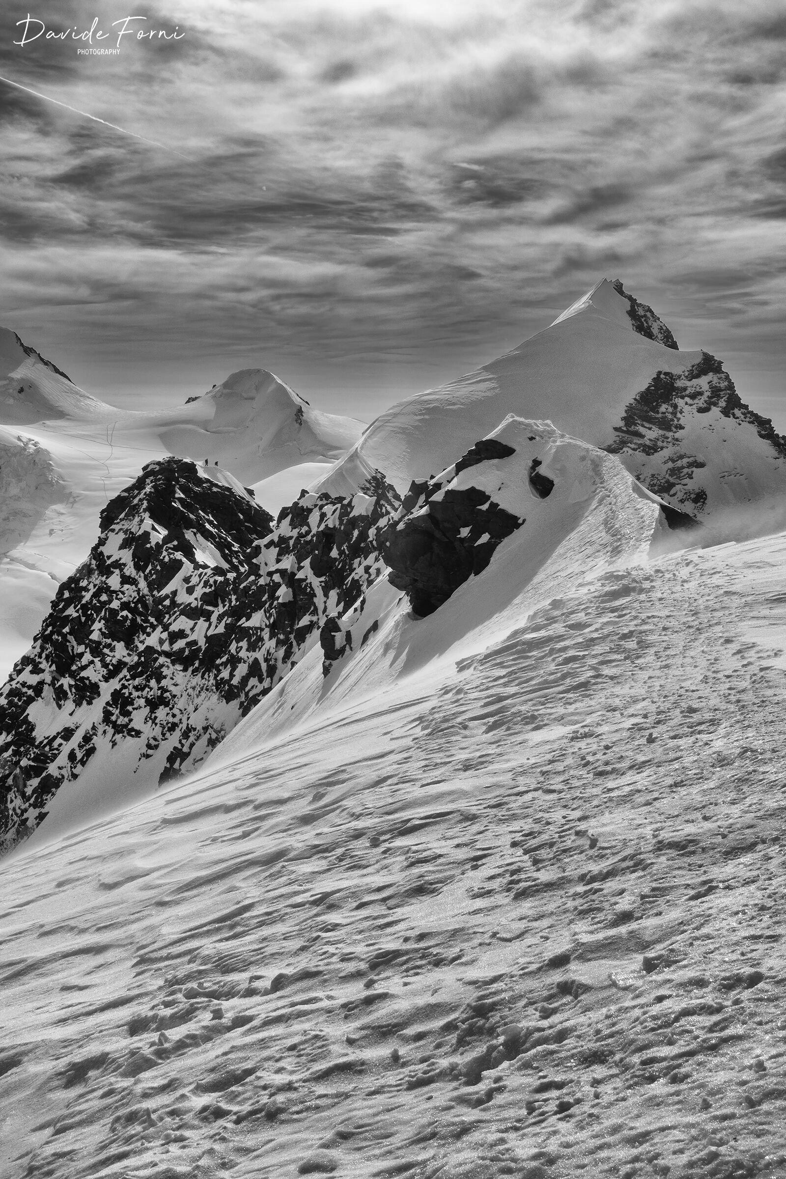 Morning light at the summit of Western Lyskamm