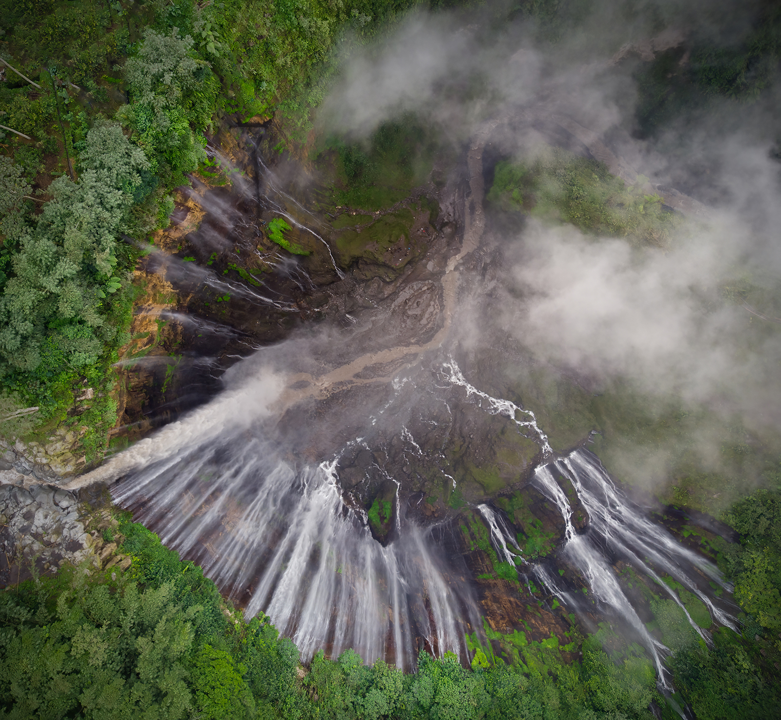 The Tumpak Sewu waterfall from above