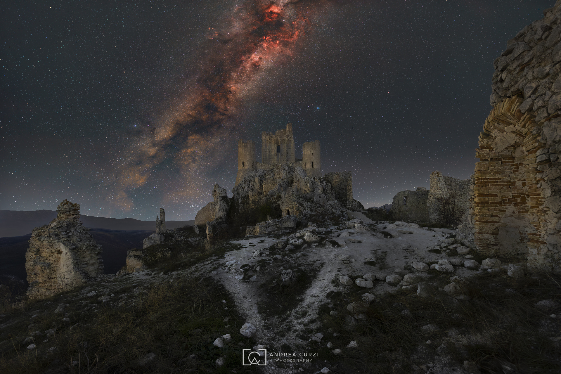 The milky way on the castle of Rocca Calascio