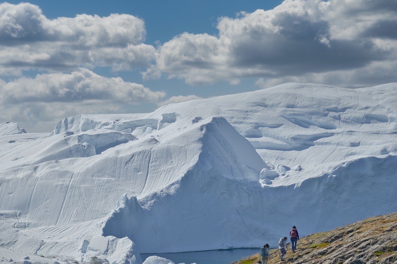 Trekking alongside the glacier