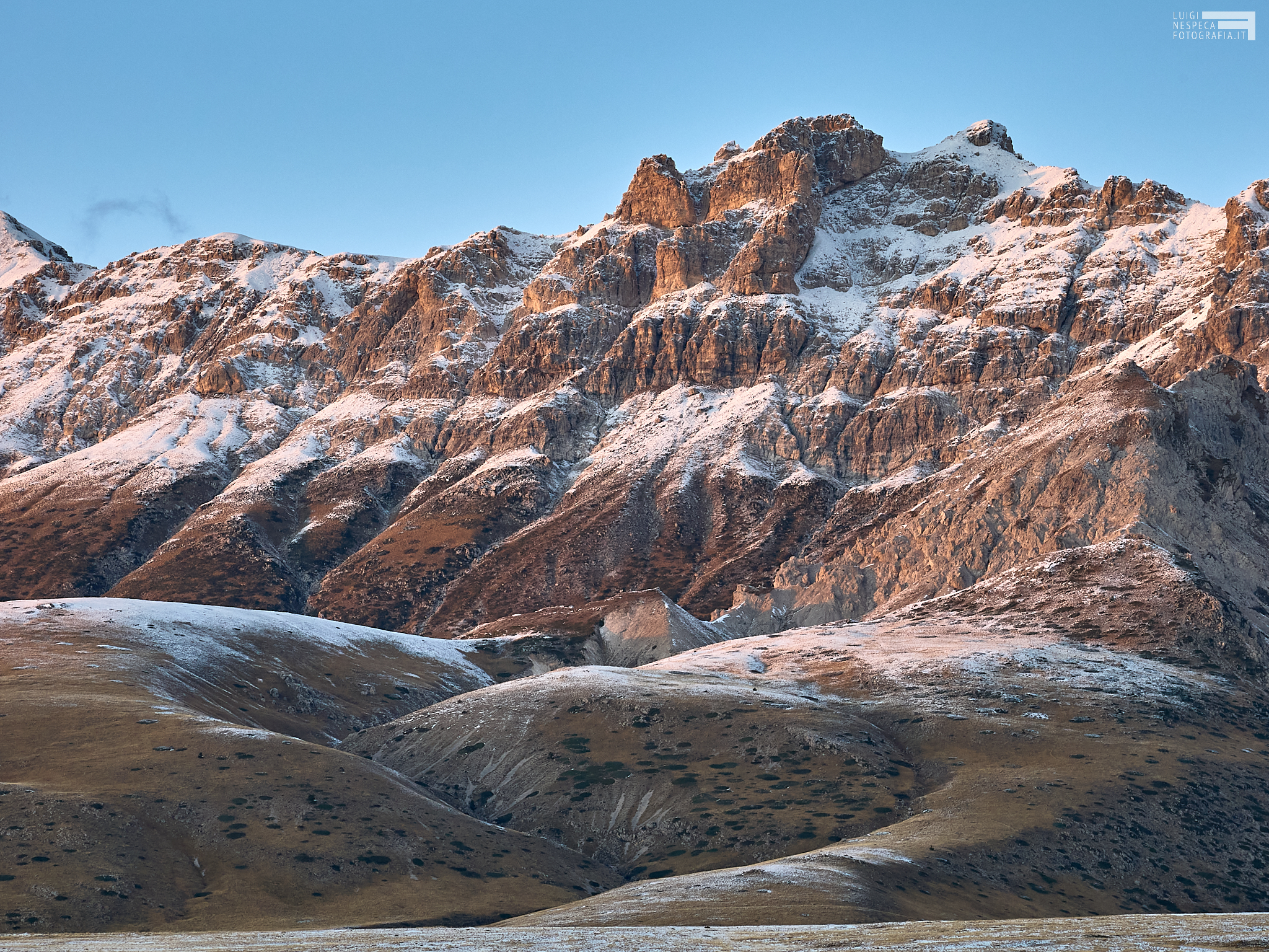 First snow in Campo Imperatore, Casanova's Towers