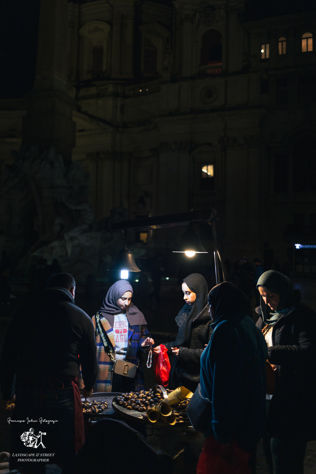 venditore di caldarroste, Piazza Navona, Roma