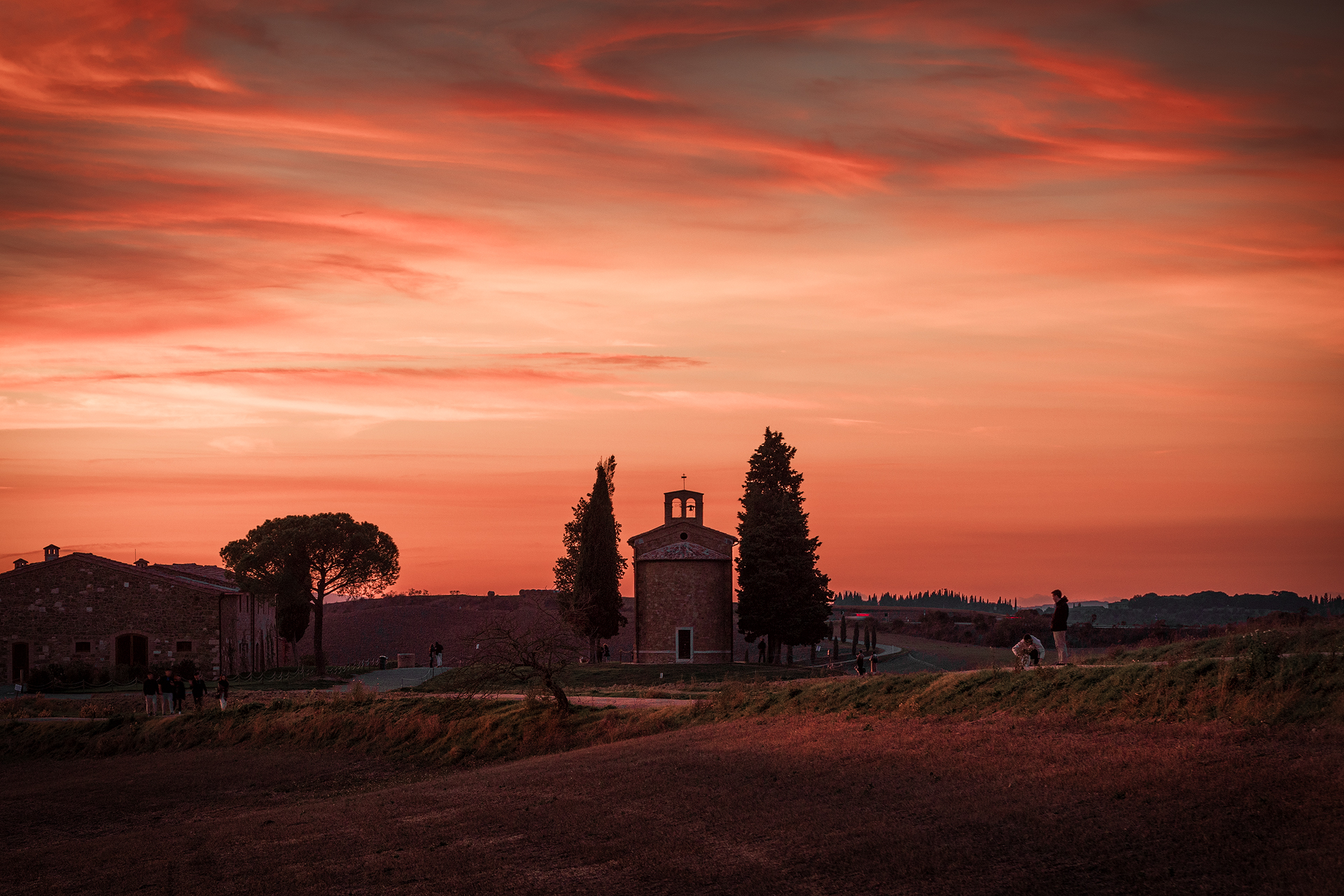 Sunset at the Chapel of the Madonna di Vitaleta