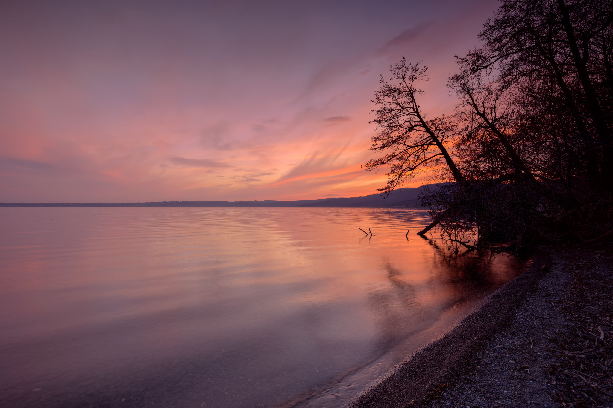 Sunset over the lake