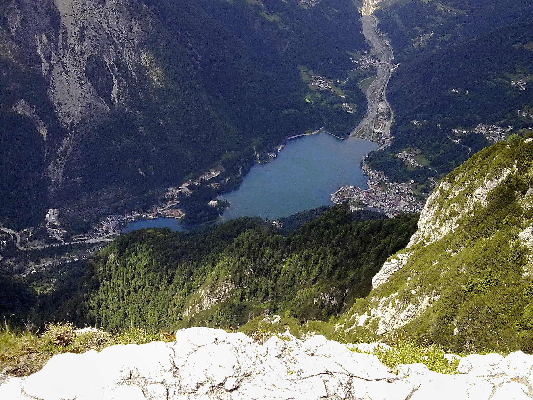The lake of Alleghe seen from the refuge Tissi 2,250 m.