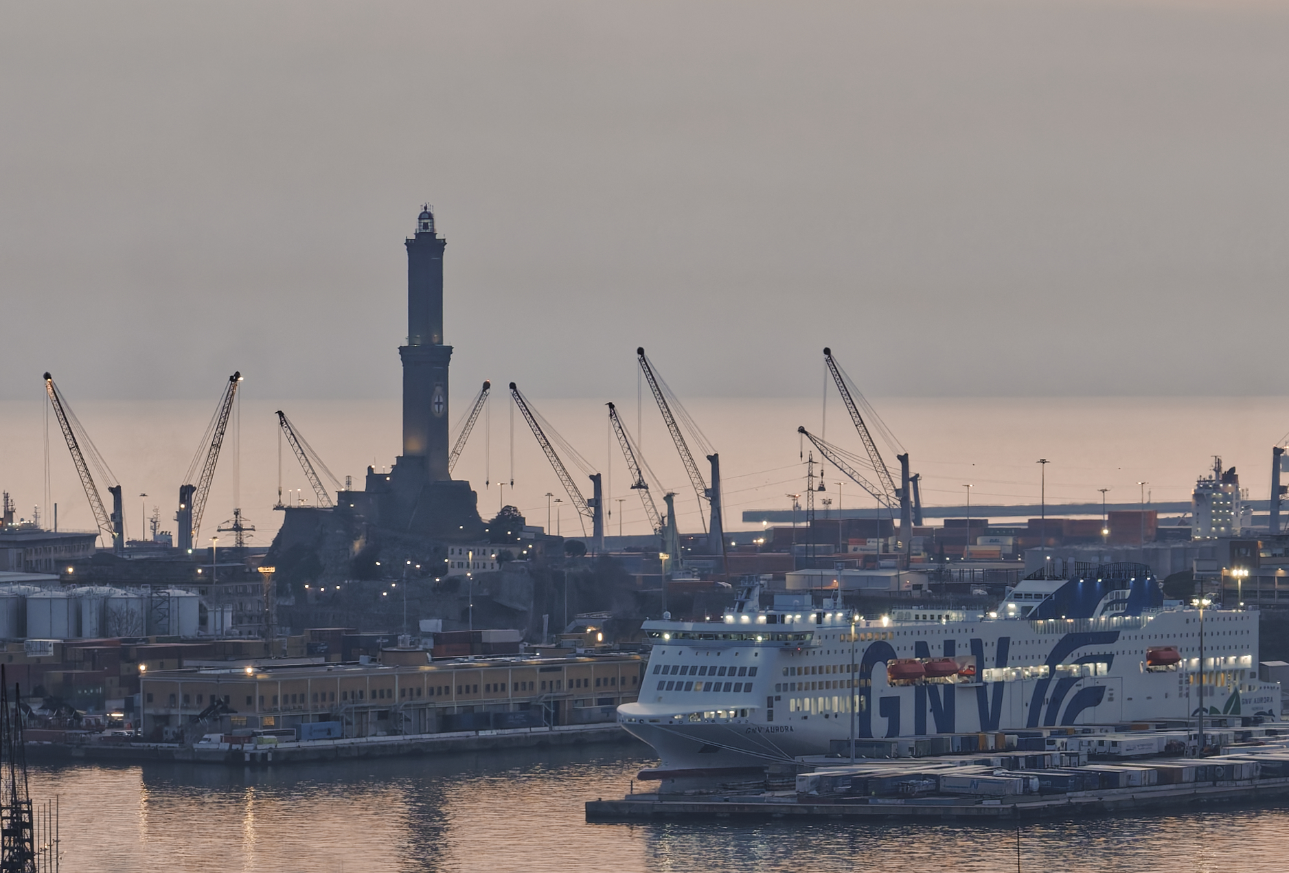 Last Light at the Port of Genoa