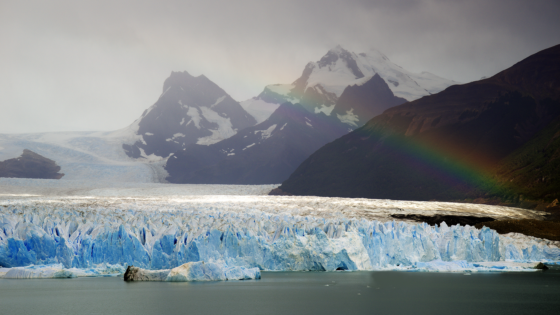 Rainbow on the Perito Moreno glacier