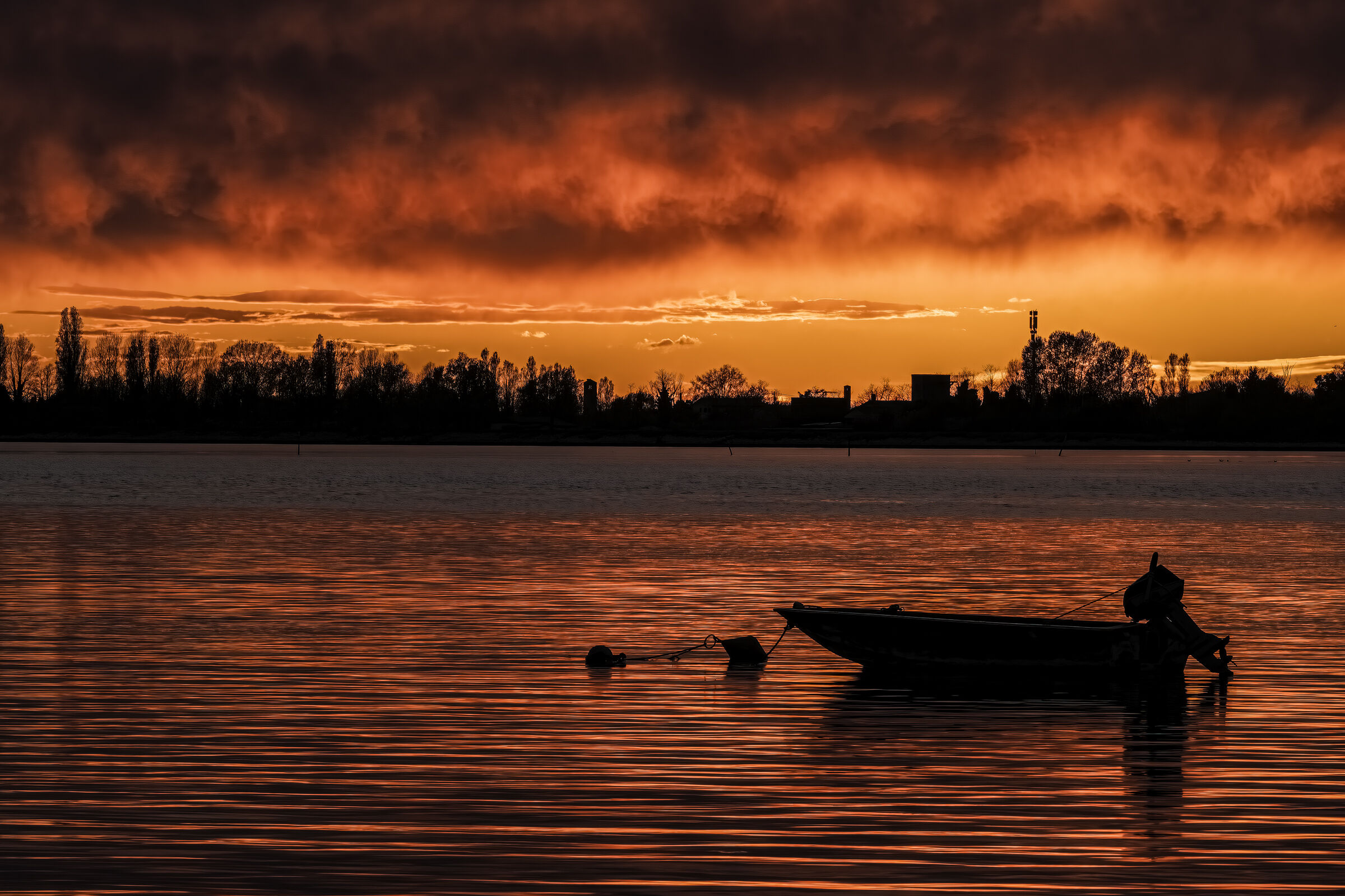 Fire at sunset