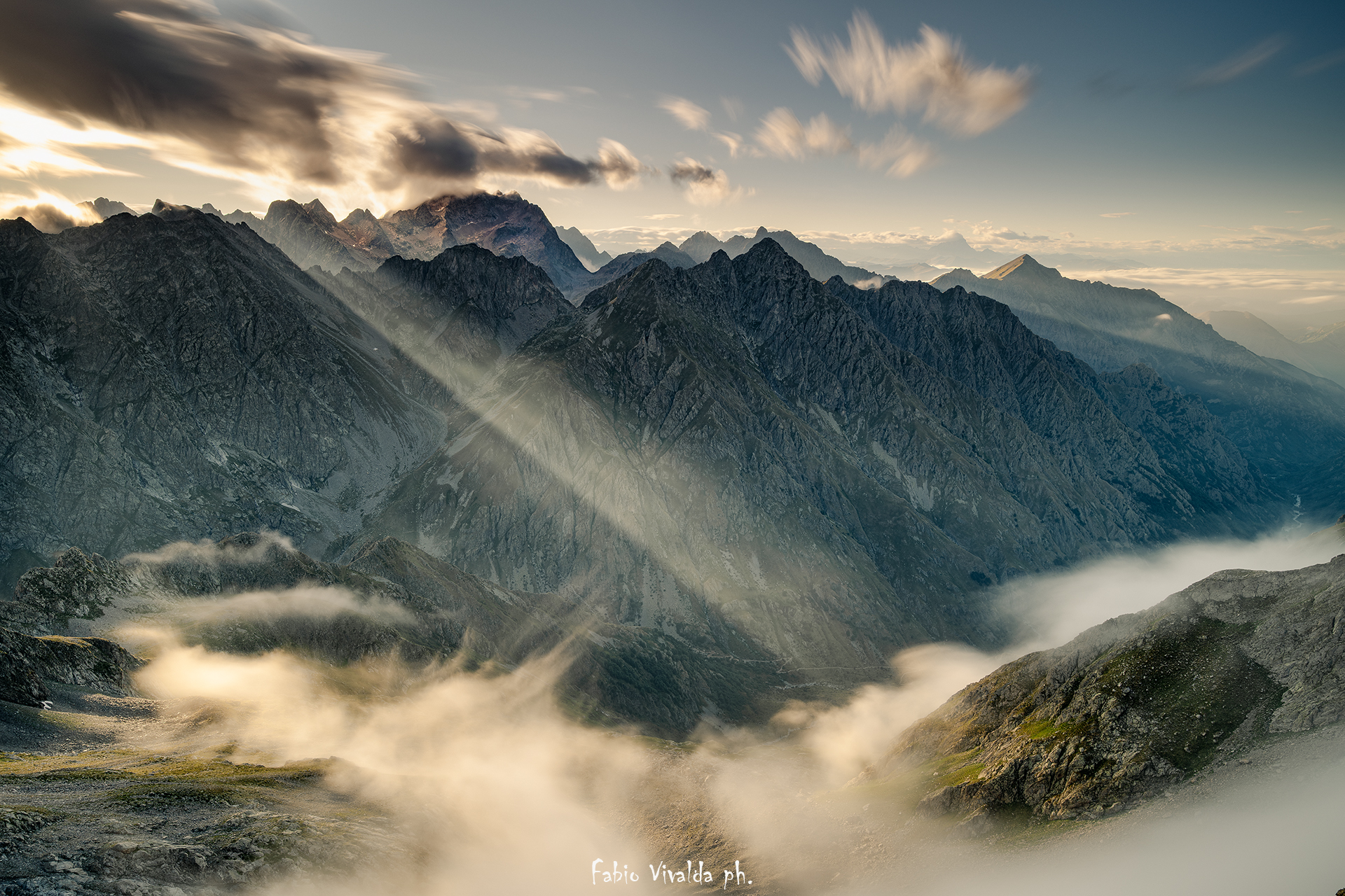 Backlight at sunset towards Argentera