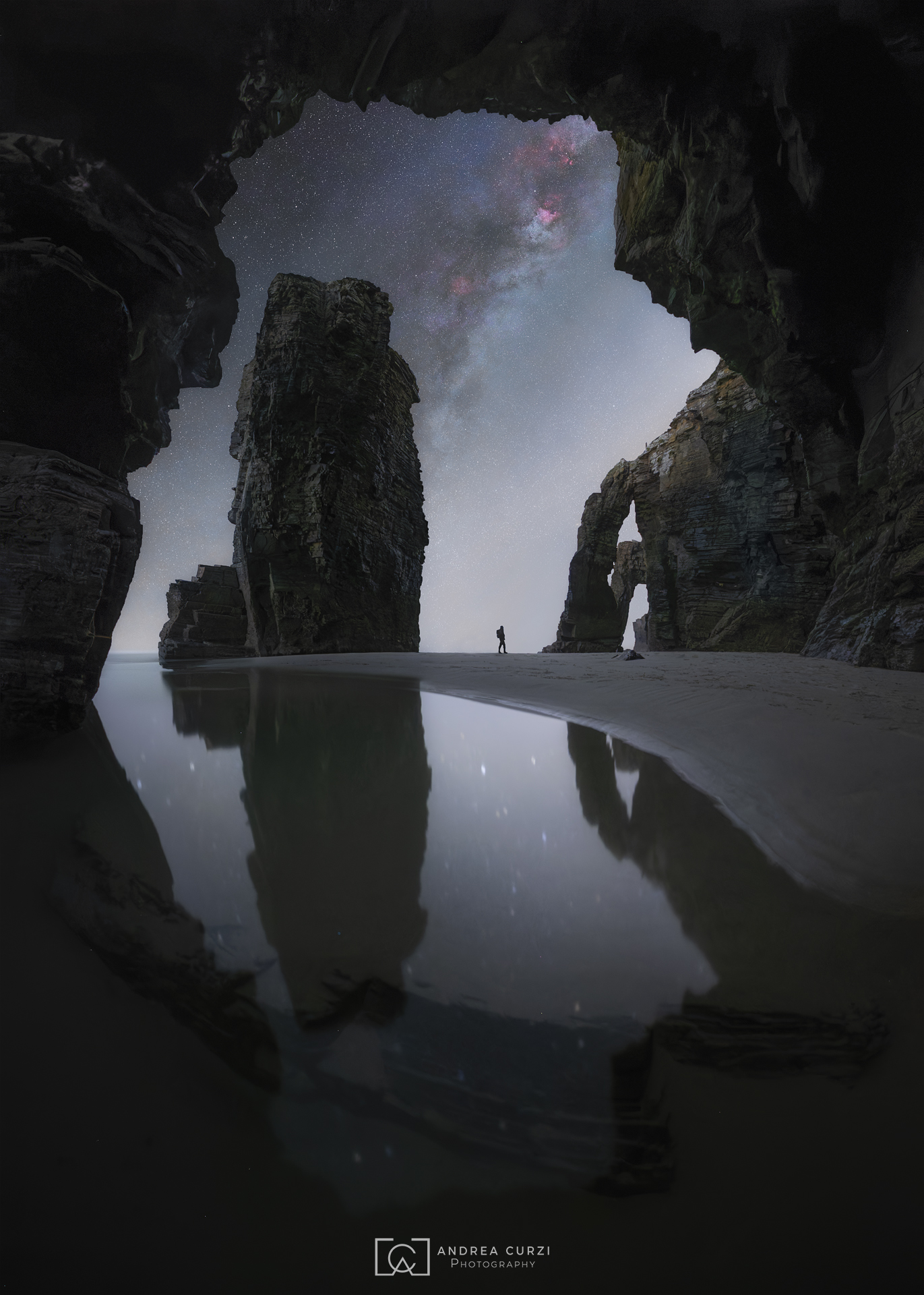 The night at the Praia de Catedrais