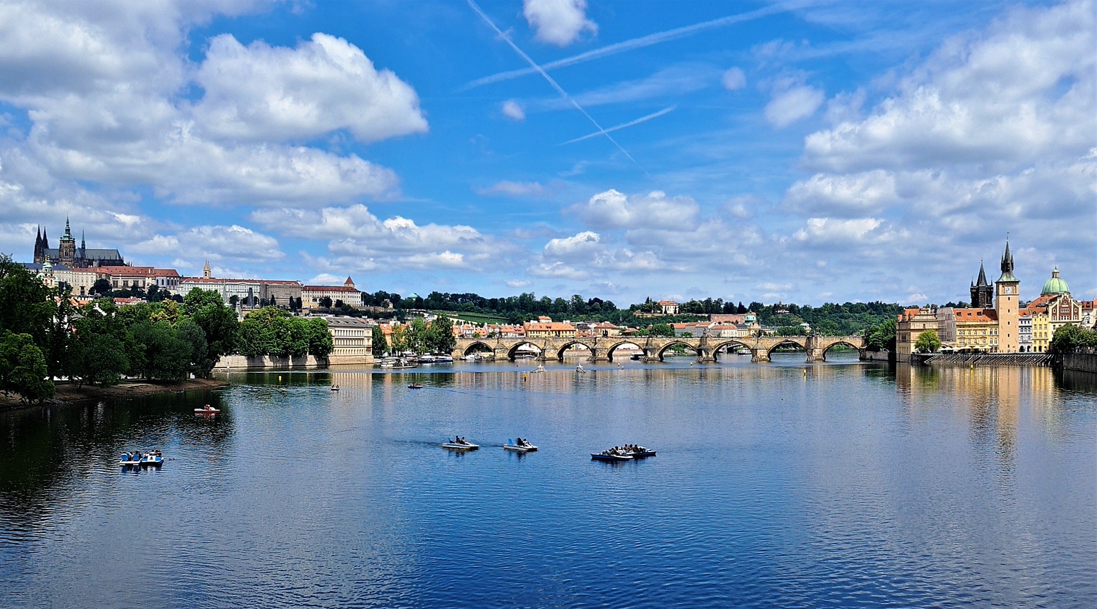Prague - Charles Bridge and on the left St. Vitus Cathedral
