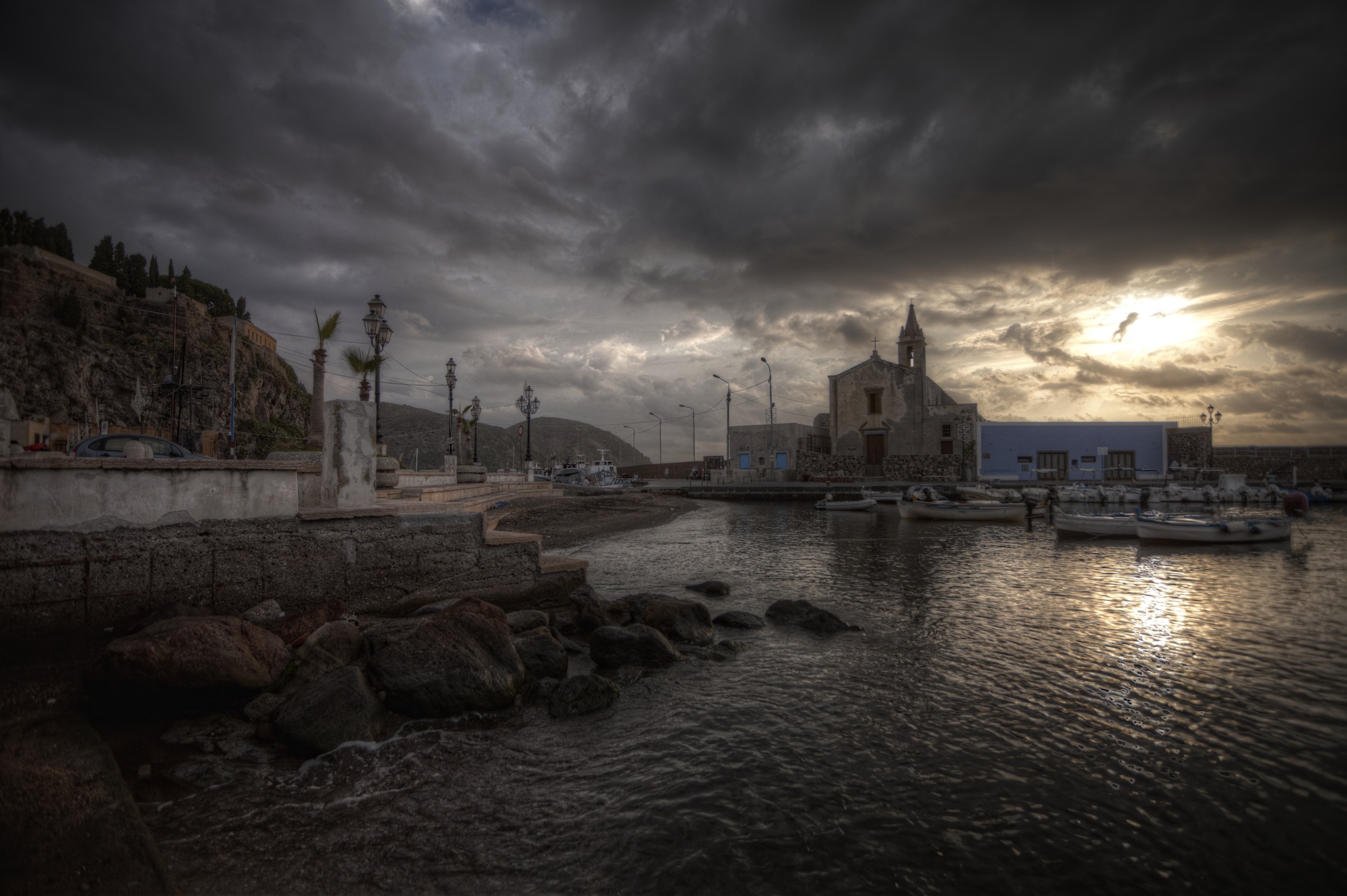 Marina Corta under dramatic sky