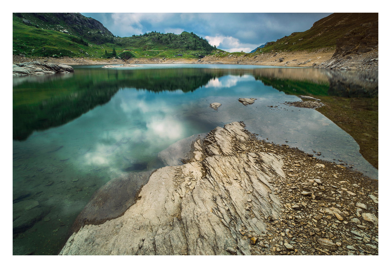 reflections and colors on alpine lake