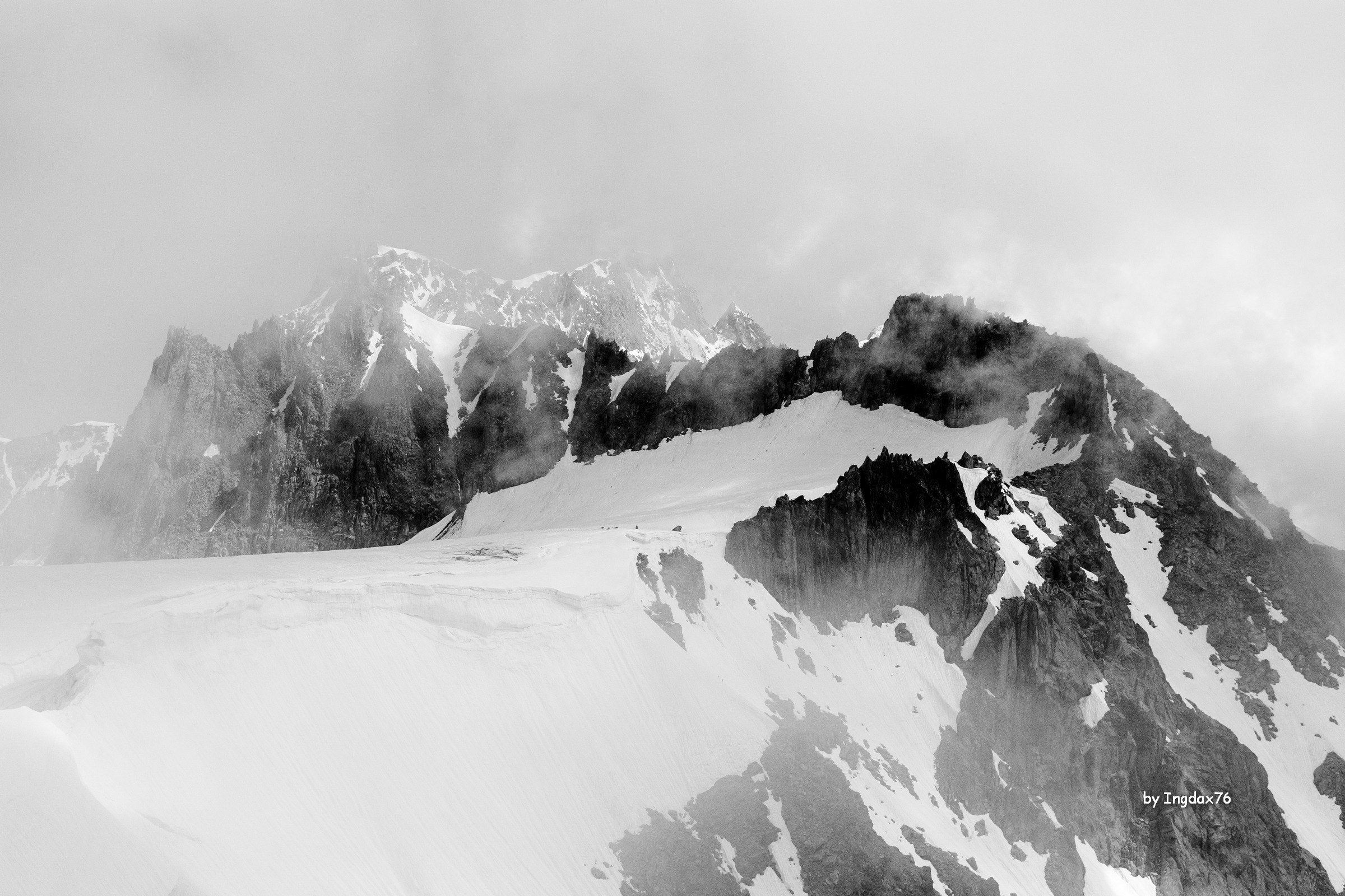 View of the glacier of Mont Blanc at 3350m