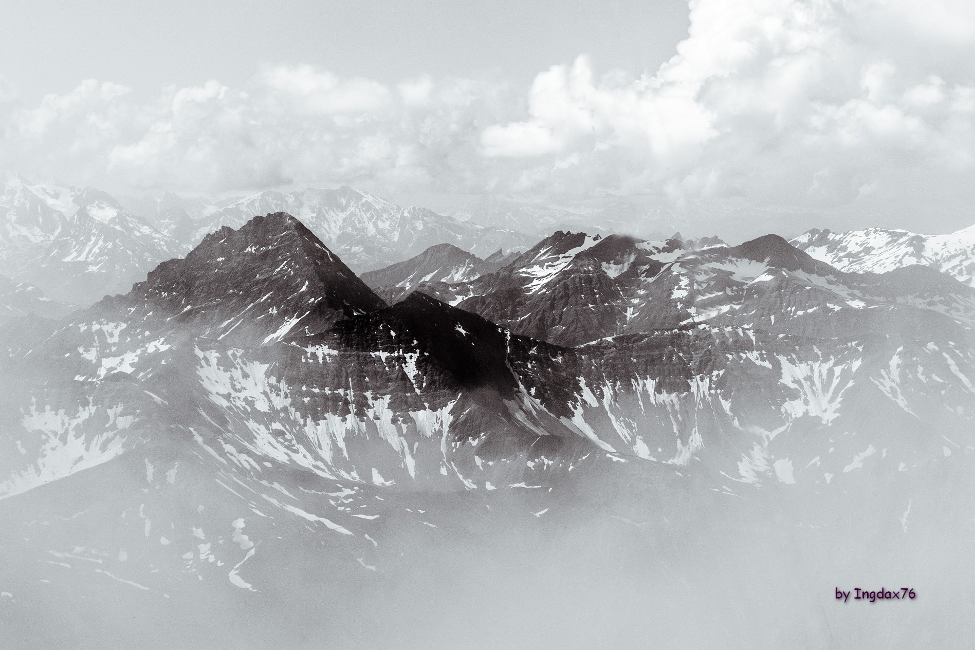 View of the complex of Mont Blanc 3350m