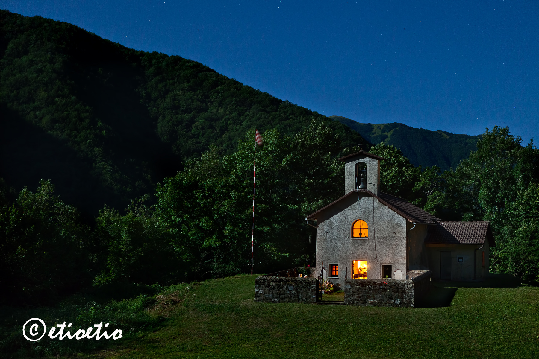 Pizzonero church of St. Bernard moonlight