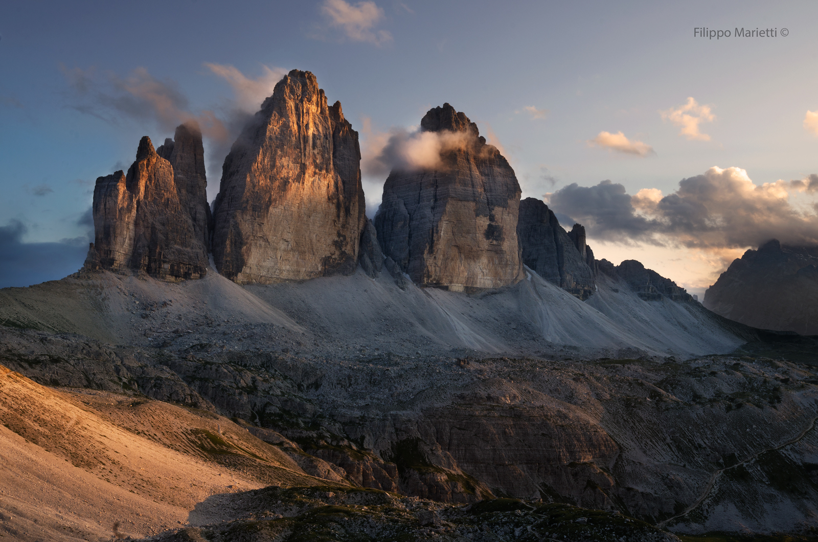 Tre Cime di Lavaredo al tramonto