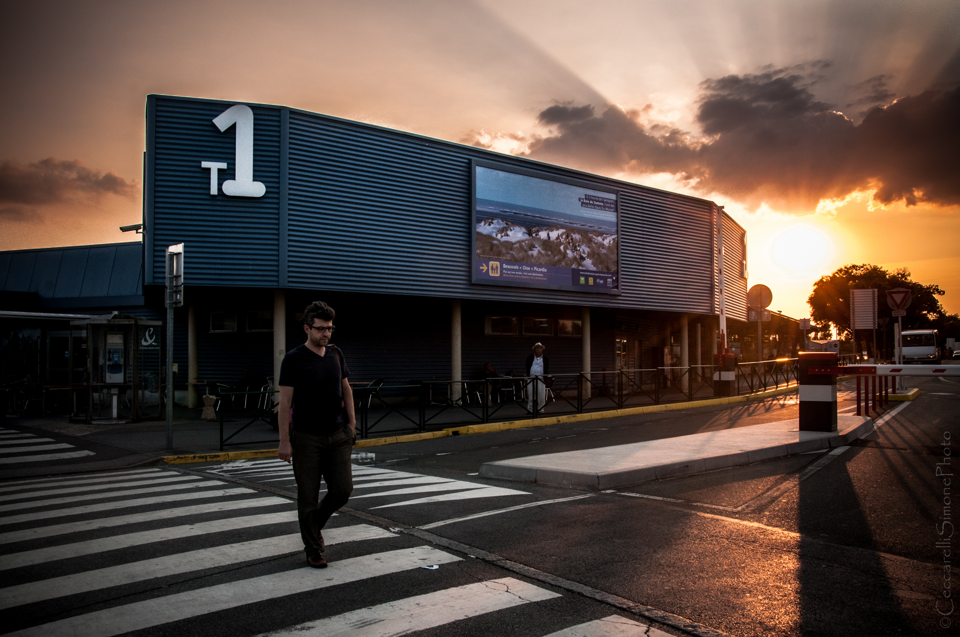 sunset at the airport