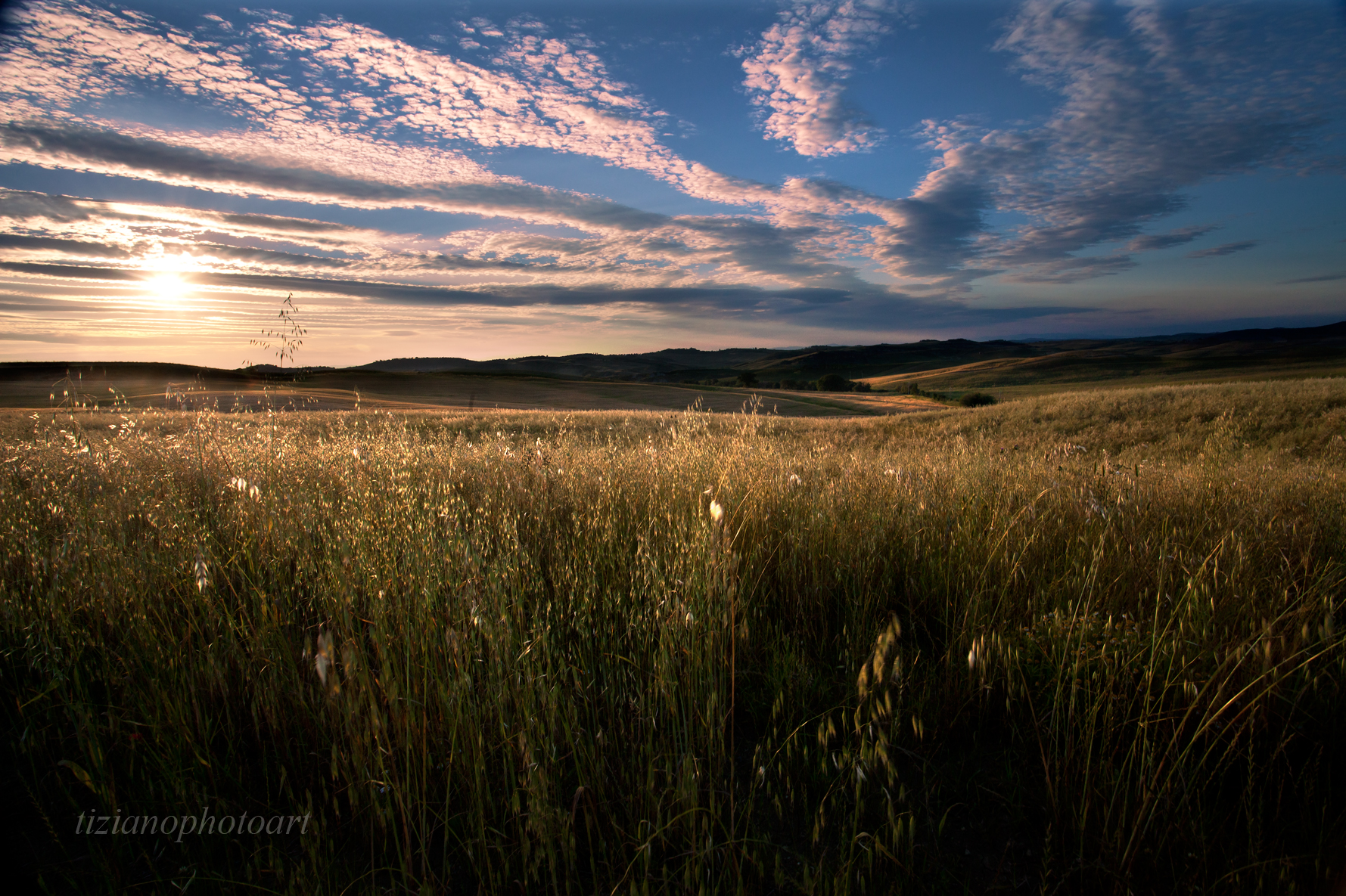 Valley with warm sun