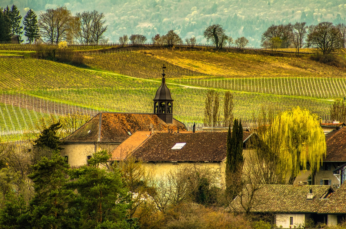 Un villaggio nella campagna di Ginevra