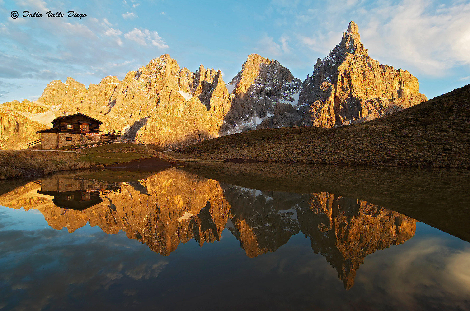 Baita Segantini at sunset
