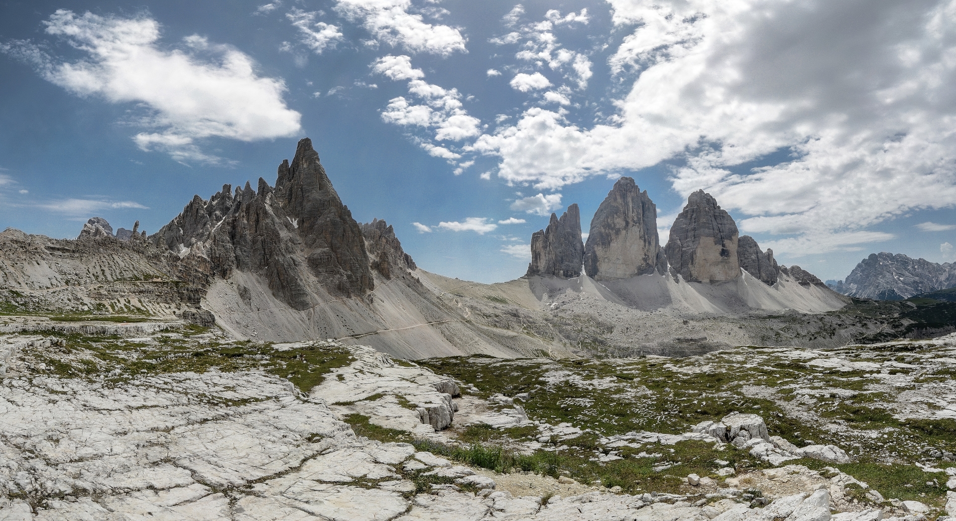 three peaks from the shelter locatelli