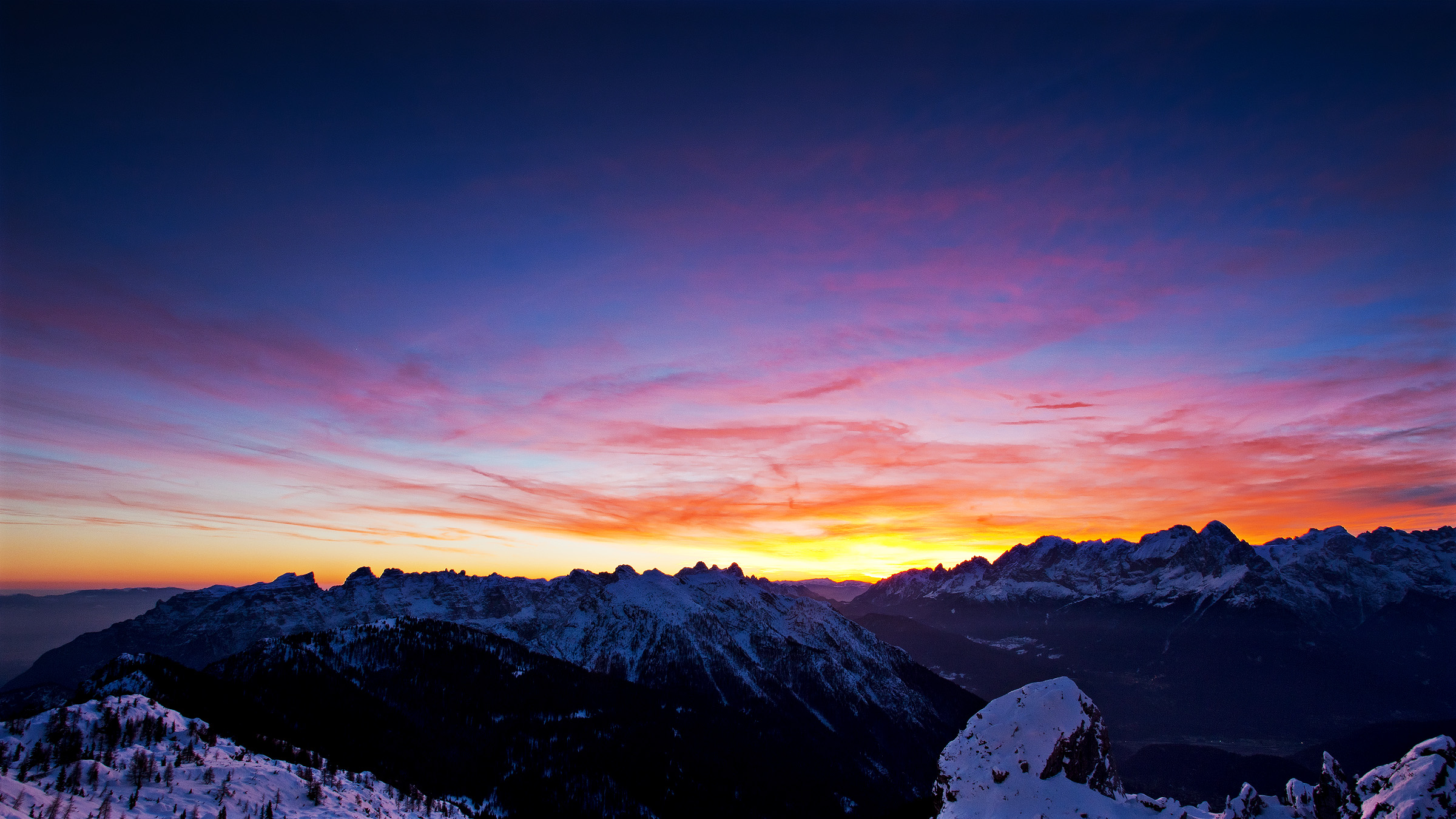 sunset on the basin agordina